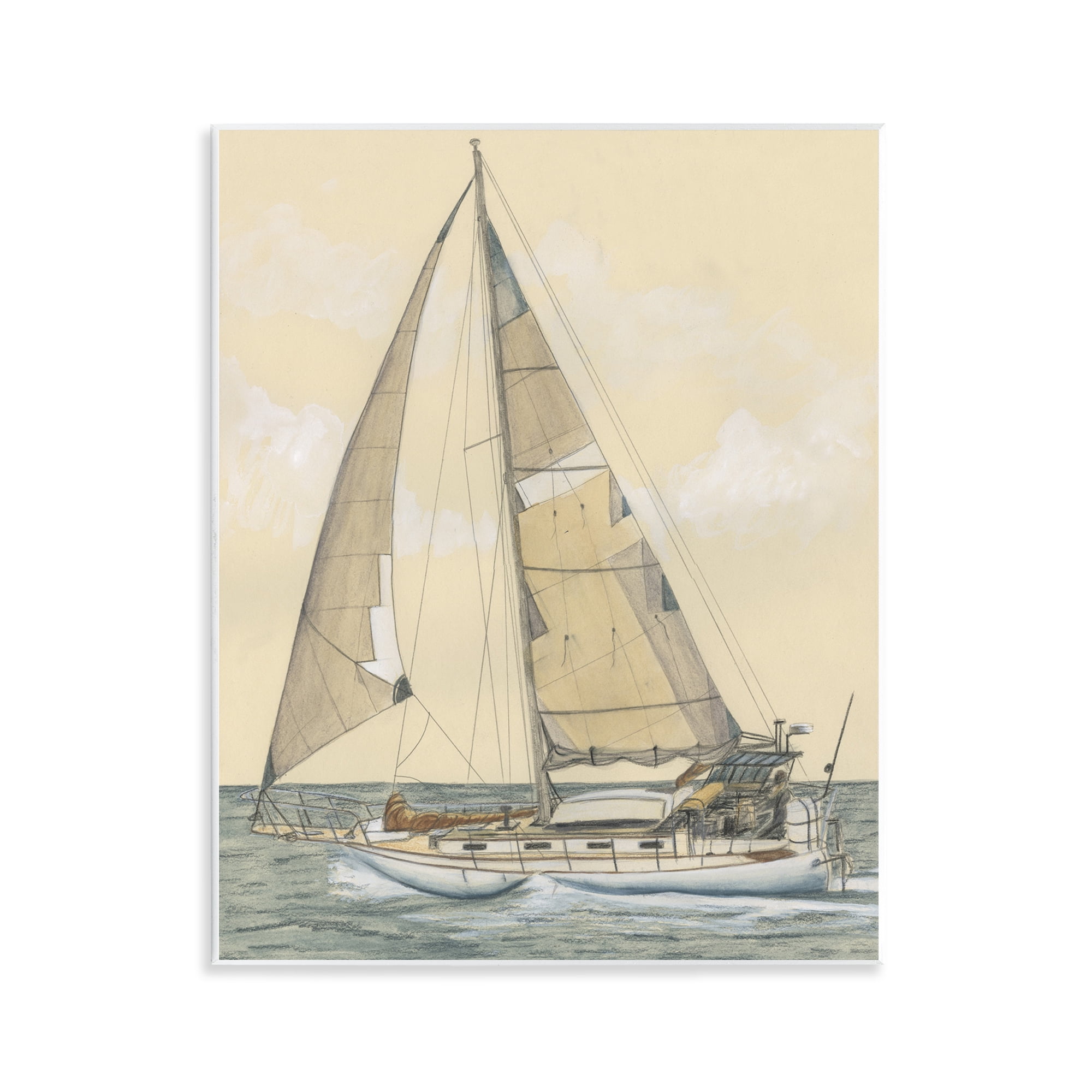 Stupell Industries Detailed Sailboat View Transportation Painting Unframed Art Print Wall Art, 11 x 14