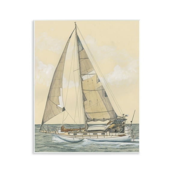Stupell Industries Detailed Sailboat View Transportation Painting Unframed Art Print Wall Art, 11 x 14