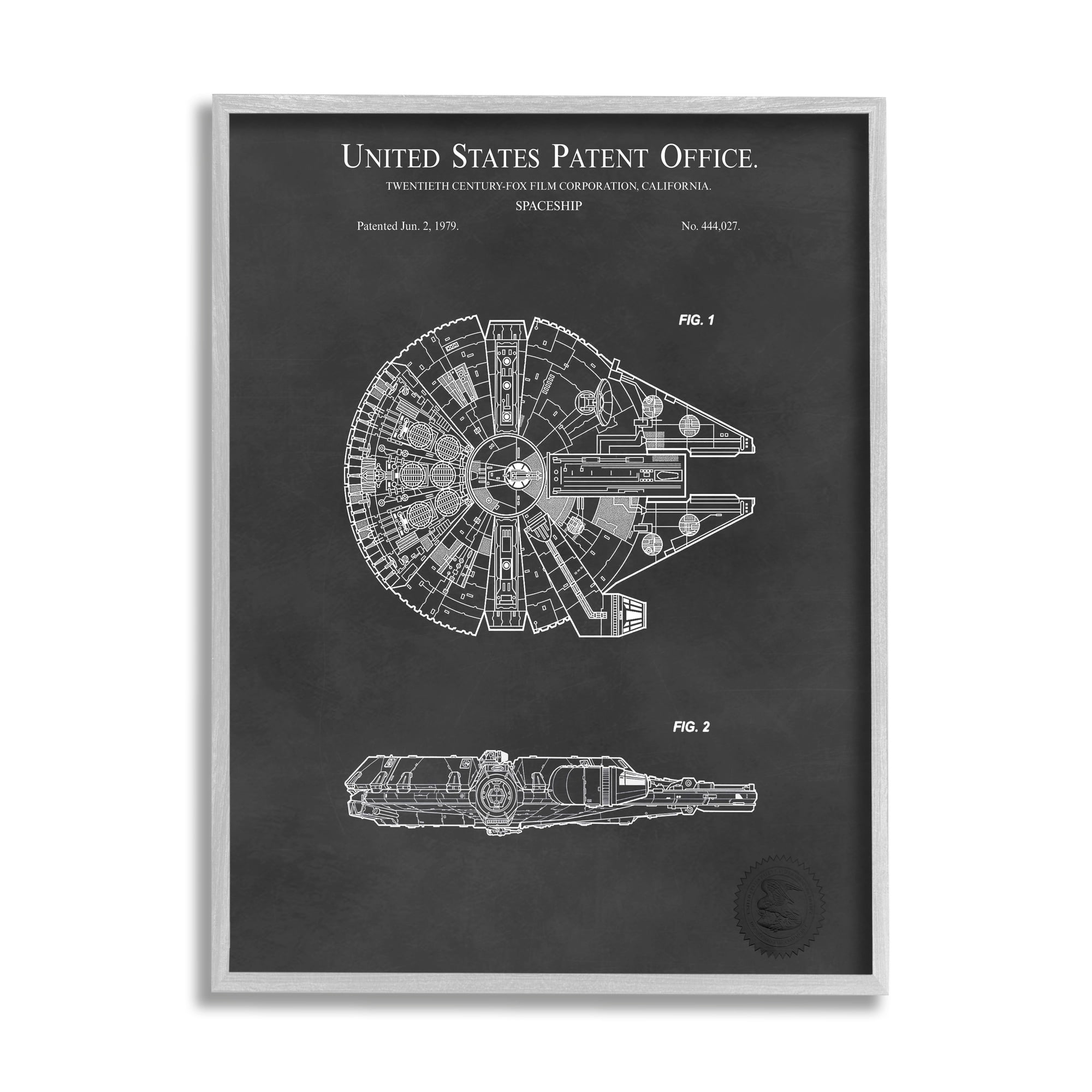 Stupell Industries Detailed Sci-fi Spacecraft Representation Blueprint Diagram Framed Wall Art, 11 x 14, Design by Karl Hronek