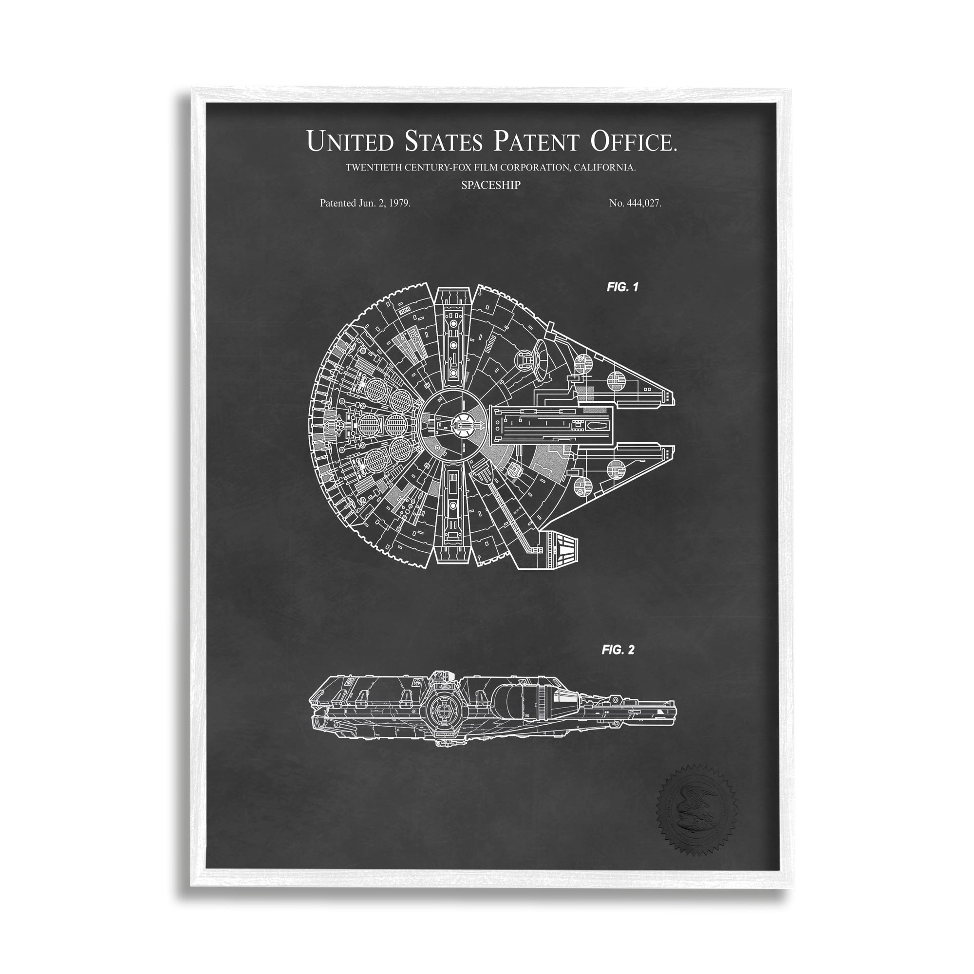 Stupell Industries Detailed Sci-fi Spacecraft Representation Blueprint Diagram Framed Wall Art, 16 x 20, Design by Karl Hronek