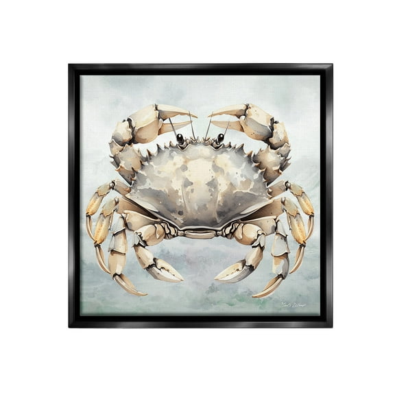 Stupell Industries Detailed Sea Crab Animals & Insects Painting Black Floater Framed Canvas Art Print Wall Art, 18 x 18