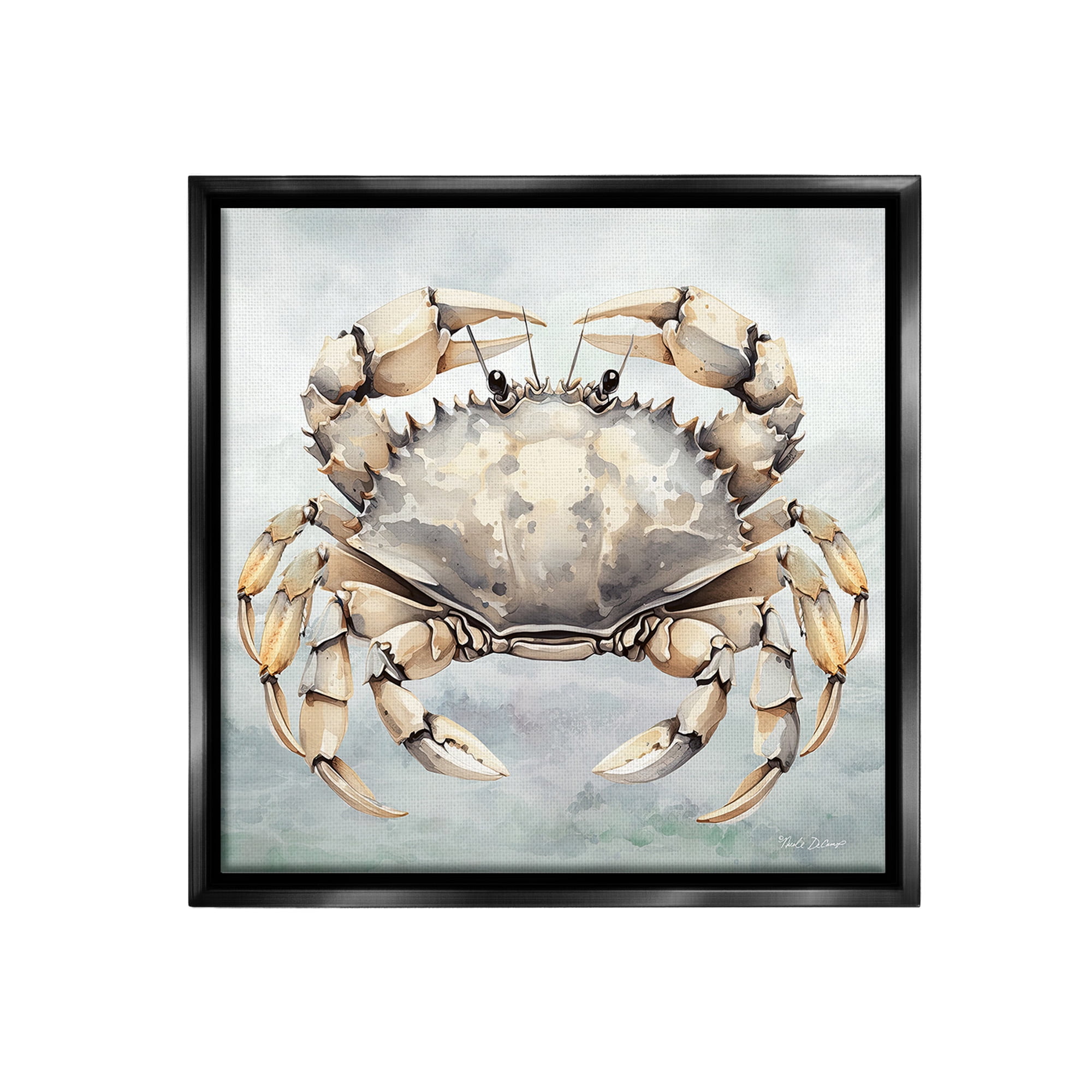 Stupell Industries Detailed Sea Crab Animals & Insects Painting Black Floater Framed Canvas Art Print Wall Art, 25 x 25