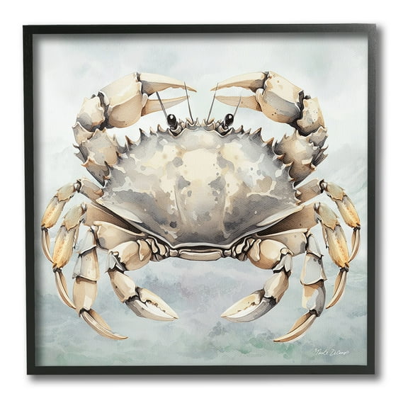 Stupell Industries Detailed Sea Crab Animals & Insects Painting Black Framed Art Print Wall Art, 12 x 12
