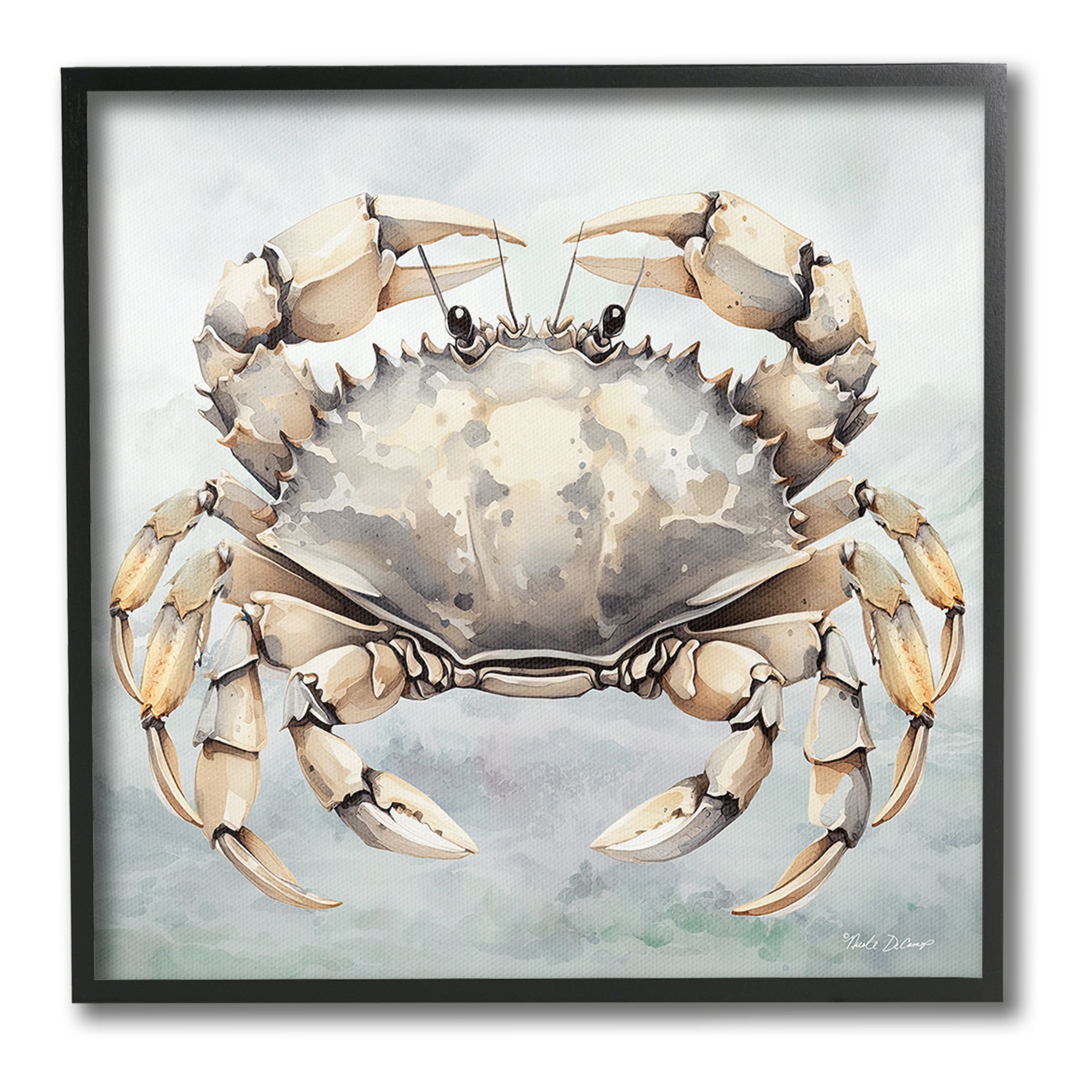 Stupell Industries Detailed Sea Crab Animals & Insects Painting Black Framed Art Print Wall Art, 17 x 17