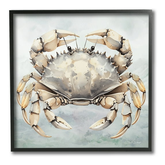 Stupell Industries Detailed Sea Crab Animals & Insects Painting Black Framed Art Print Wall Art, 24 x 24