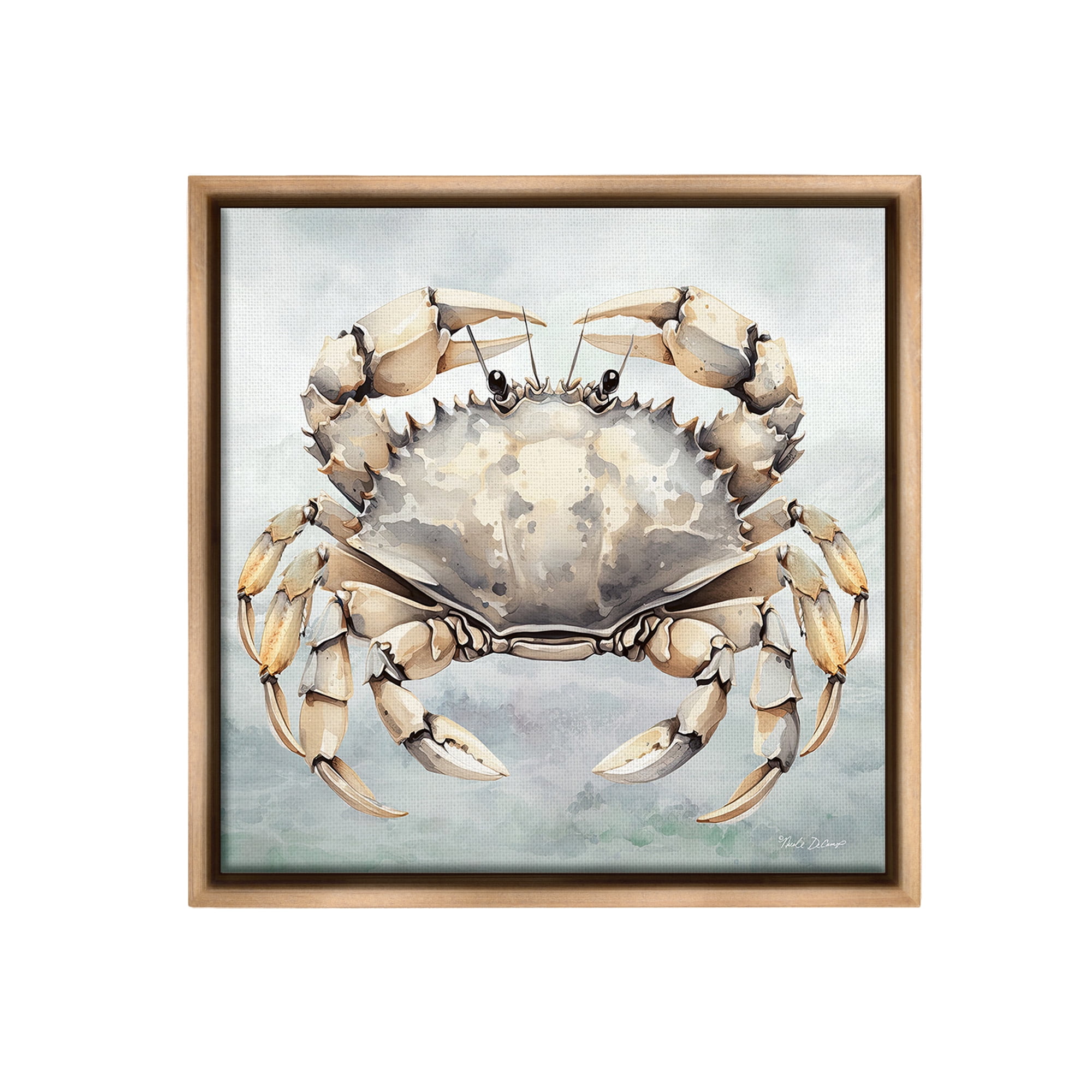 Stupell Industries Detailed Sea Crab Animals & Insects Painting Brown Floater Framed Canvas Art Print Wall Art, 18 x 18