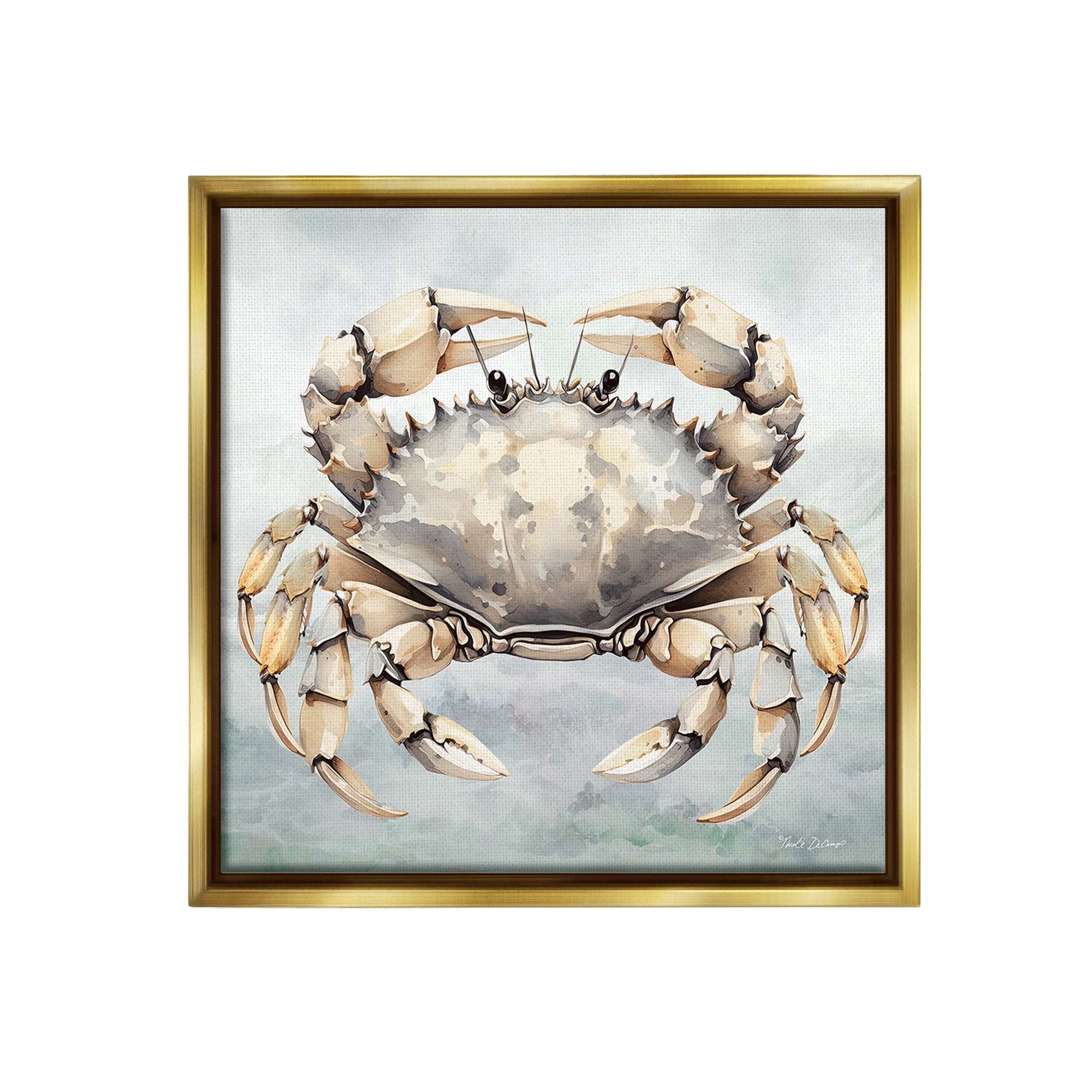 Stupell Industries Detailed Sea Crab Animals & Insects Painting Gold Floater Framed Canvas Art Print Wall Art, 18 x 18