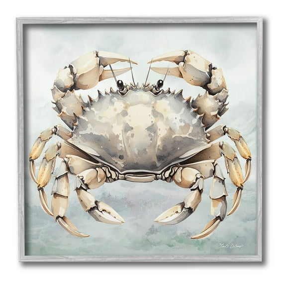 Stupell Industries Detailed Sea Crab Animals & Insects Painting Gray Framed Art Print Wall Art, 24 x 24