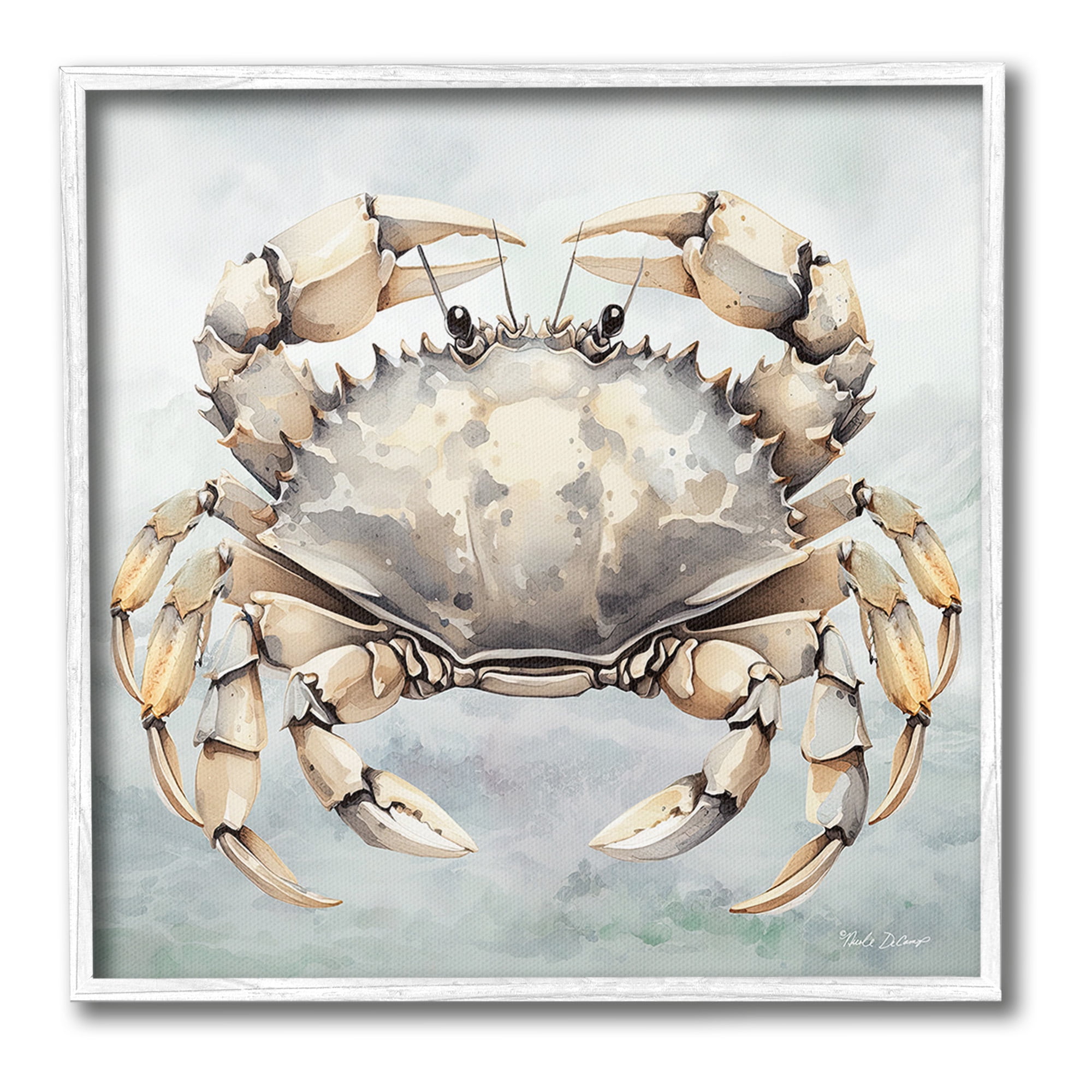 Stupell Industries Detailed Sea Crab Animals & Insects Painting White Framed Art Print Wall Art, 12 x 12
