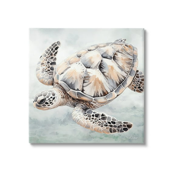 Stupell Industries Detailed Sea Turtle Animals & Insects Painting Gallery Wrapped Canvas Art Print Wall Art, 17 x 17