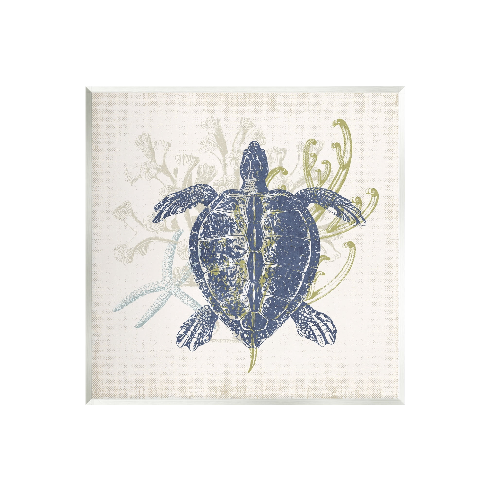 Stupell Industries Detailed Sea Turtle Layered Coral Aquatic Life Graphic Art Unframed Art Print Wall Art, Design by Victoria Barnes
