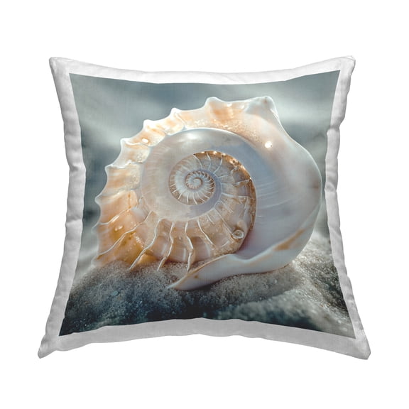 Stupell Industries Detailed Seashell on Sand Decorative Printed Throw Pillow Design by Steve Hunziker .