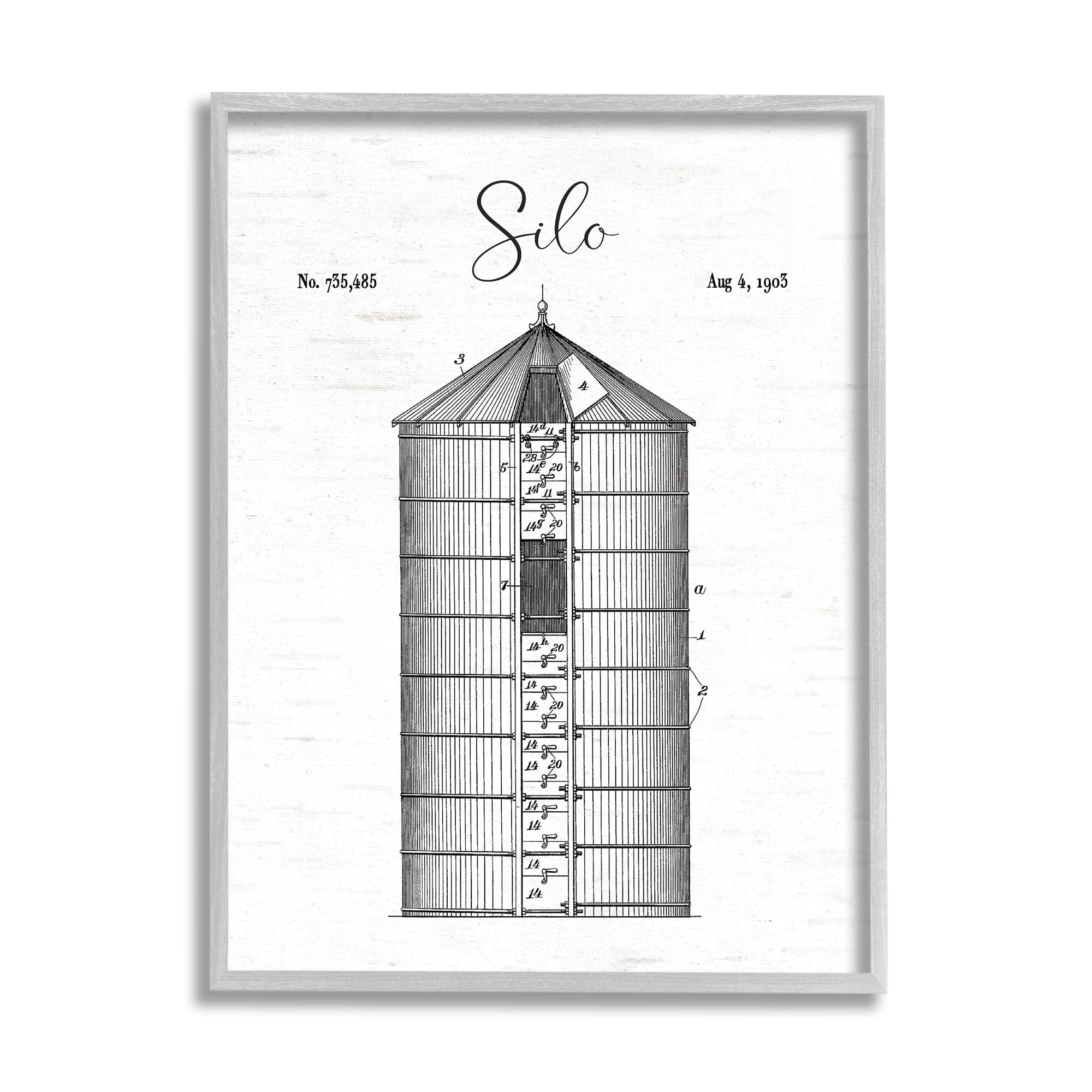 Stupell Industries Detailed Silo Diagram Rustic Countryside Farm Structure Graphic Art Gray Framed Art Print Wall Art, Design by Lettered and Lined