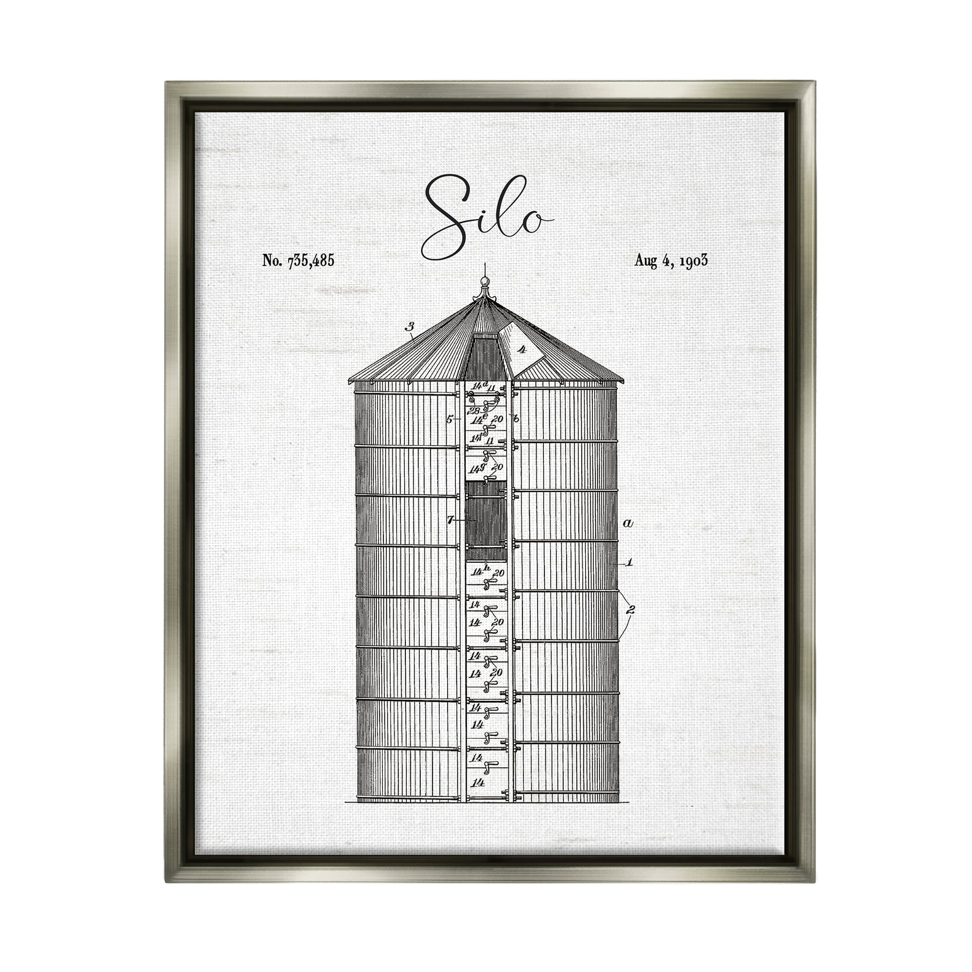 Stupell Industries Detailed Silo Diagram Rustic Countryside Farm Structure Graphic Art Luster Gray Floating Framed Canvas Print Wall Art, Design by Lettered and Lined