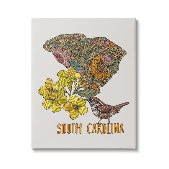 Stupell Industries Detailed South Carolina State Flower Blossoms Pattern Graphic Art Gallery Wrapped Canvas Print Wall Art, Design by Valentina Harper