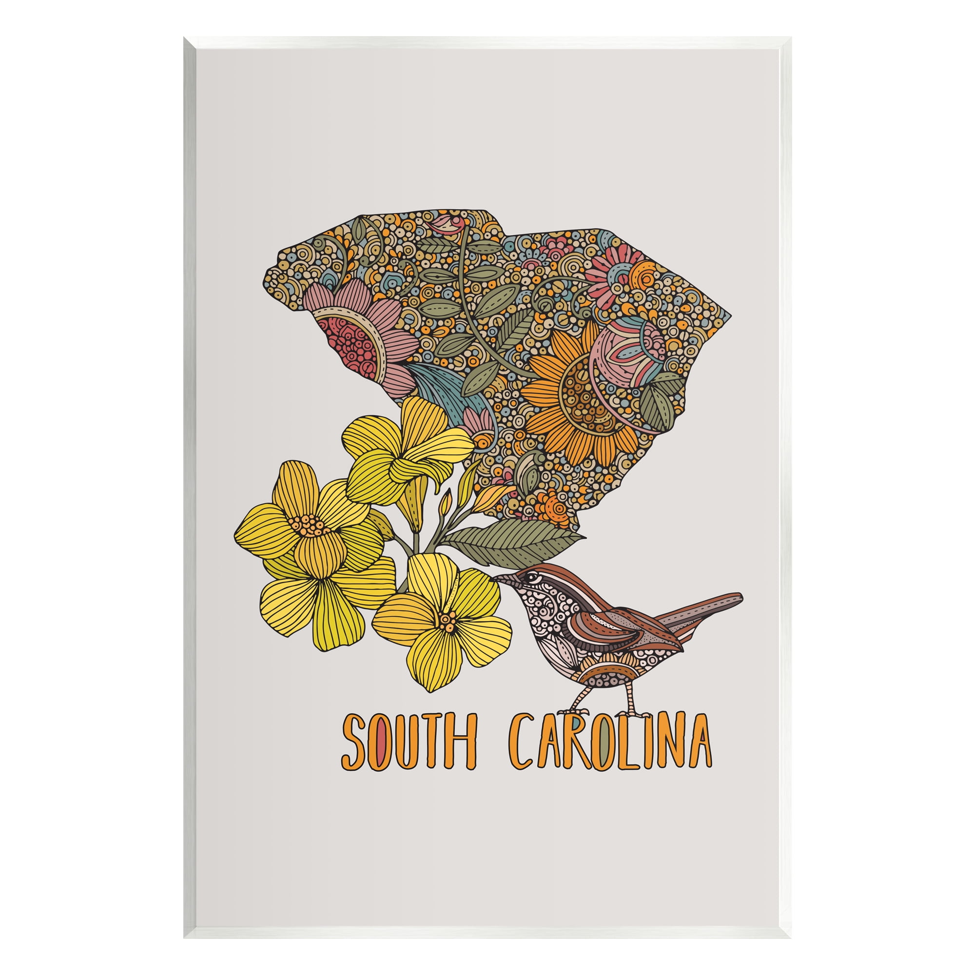 Stupell Industries Detailed South Carolina State Flower Blossoms Pattern Graphic Art Unframed Art Print Wall Art, Design by Valentina Harper