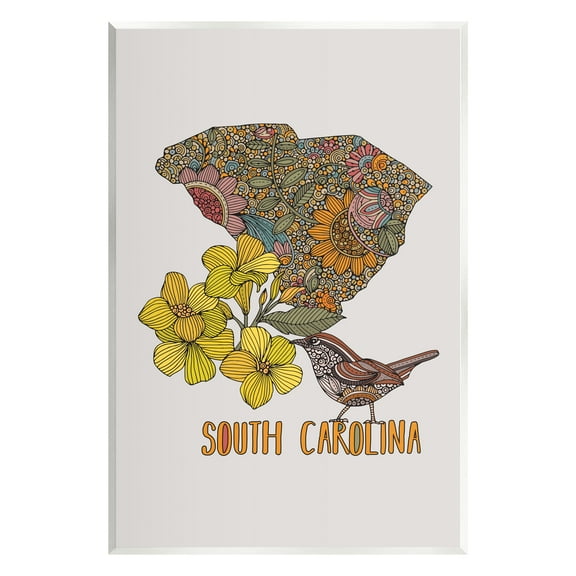 Stupell Industries Detailed South Carolina State Flower Blossoms Pattern Graphic Art Unframed Art Print Wall Art, Design by Valentina Harper