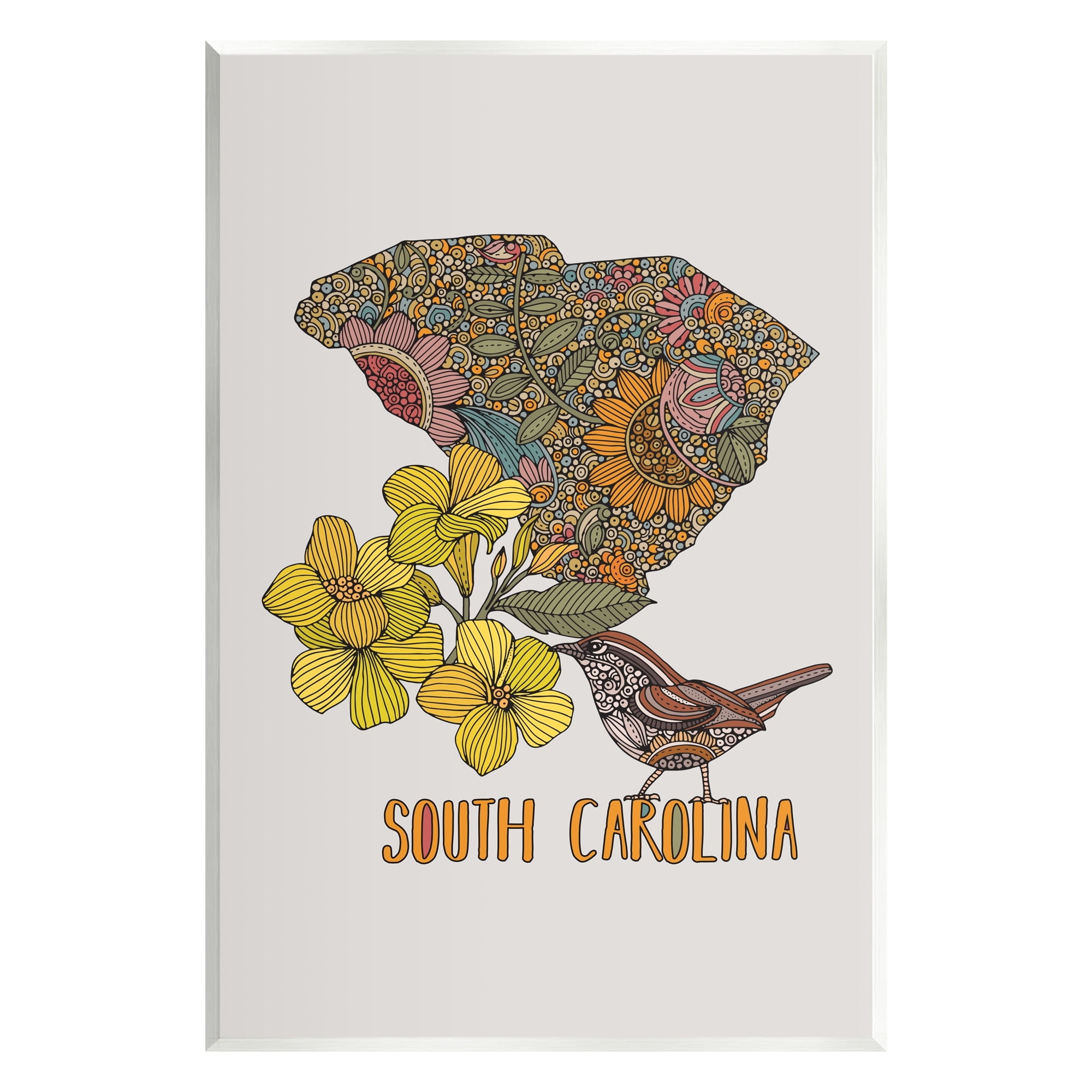 Stupell Industries Detailed South Carolina State Flower Blossoms Pattern Graphic Art Unframed Art Print Wall Art, Design by Valentina Harper