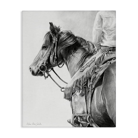 Stupell Industries Detailed Stallion & Cowboy Animals & Insects Drawing Gallery Wrapped Canvas Art Print Wall Art, 16 x 20