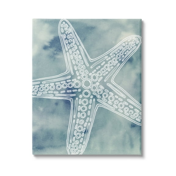 Stupell Industries Detailed Starfish Pattern Circles Blurred Watercolor Background Graphic Art Gallery Wrapped Canvas Print Wall Art, Design by Ziwei Li