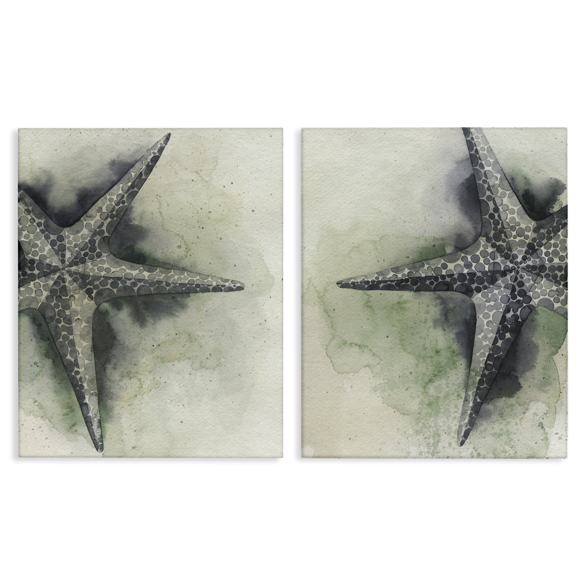 Stupell Industries Detailed Starfish Sand Beach Nautical & Beach Painting Wrapped Canvas Art Print Wall Art, 24 x 30, Set of 2