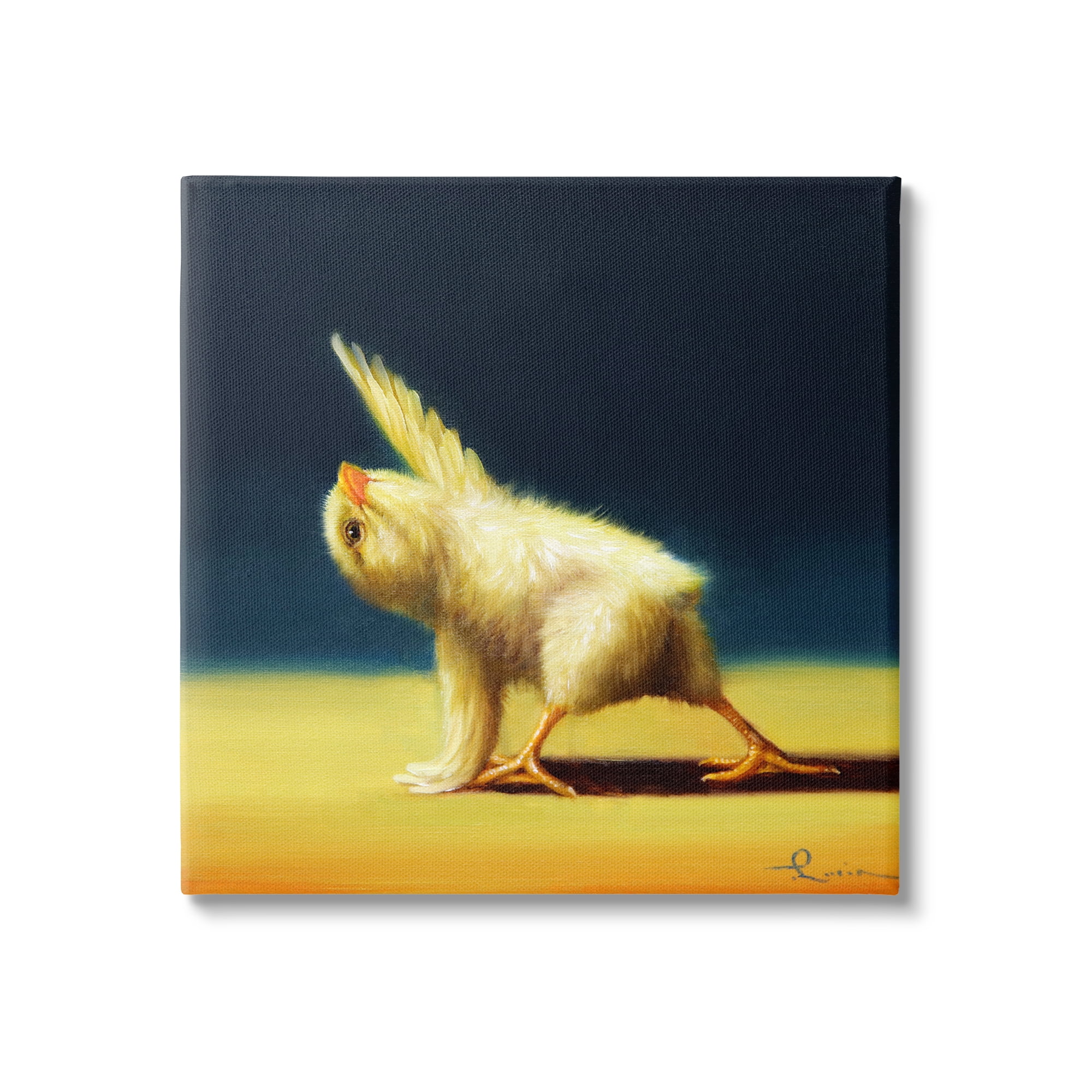 Yellow Yoga Chick Bird Canvas Wall Art, 30 x 30