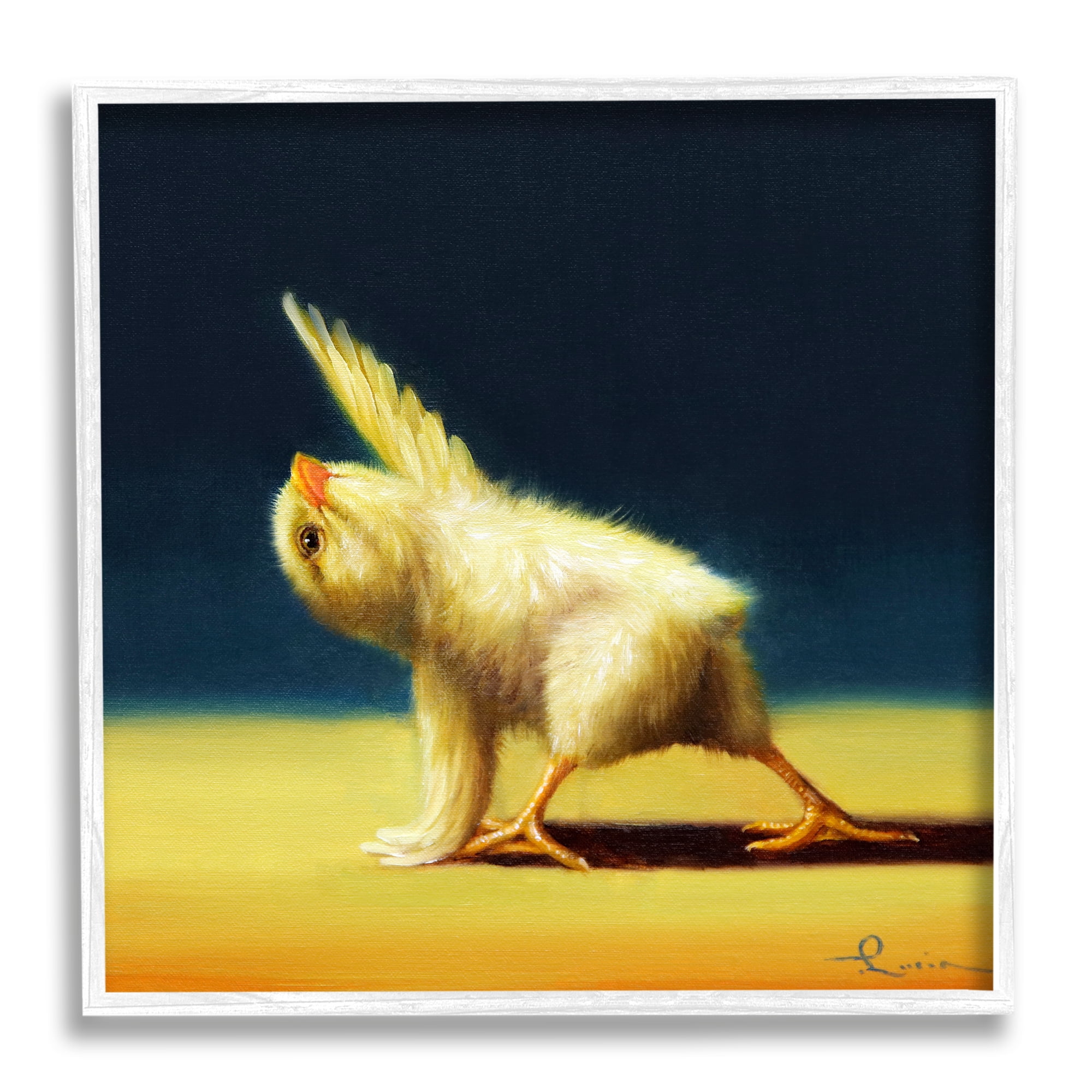Stupell Industries Detailed Stretching Yoga Chick Bird Painting Framed Wall Art, 17 x 17, Design by Lucia Heffernan