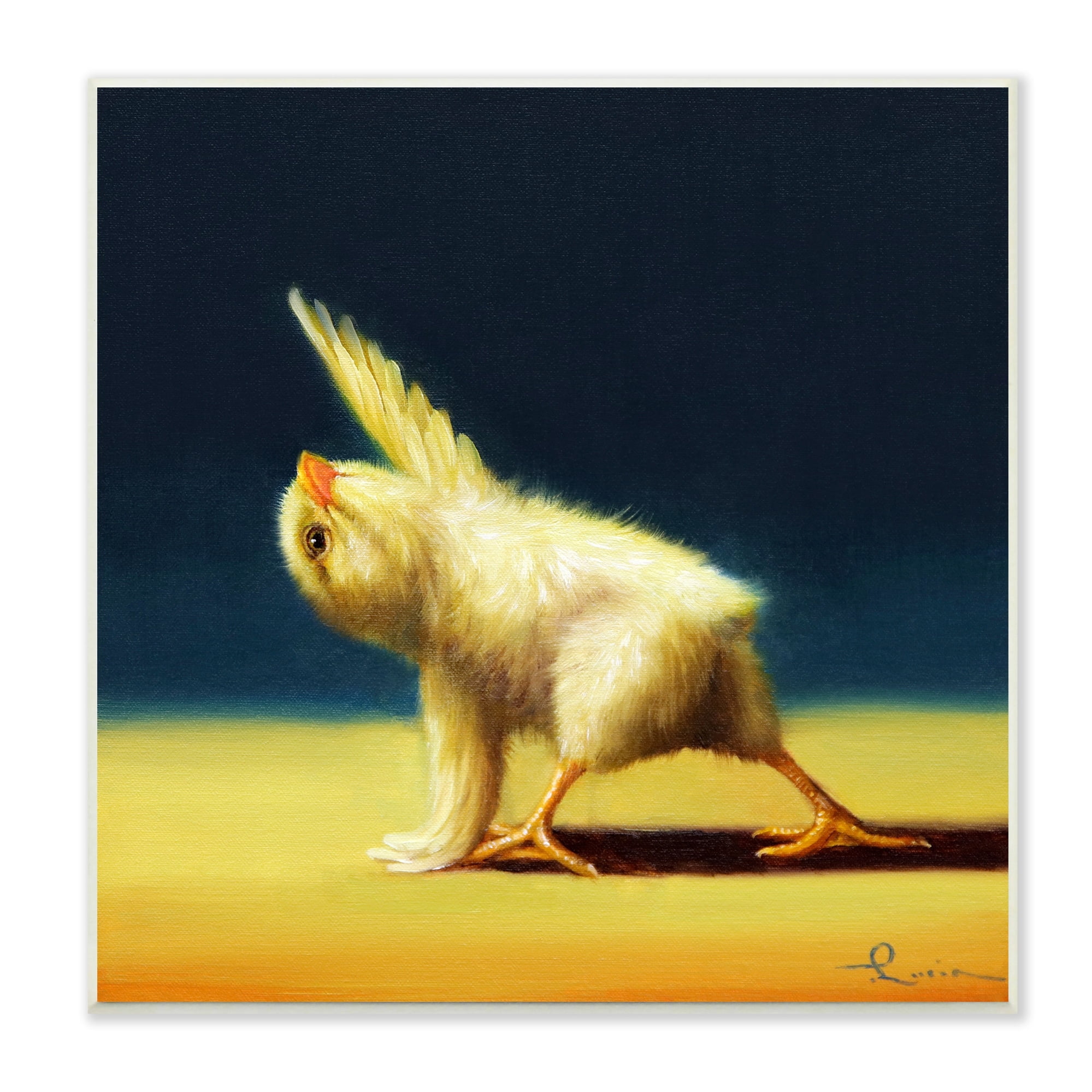 Stupell Industries Detailed Stretching Yoga Chick Bird Painting Wood Wall Art, 12 x 12, Design by Lucia Heffernan
