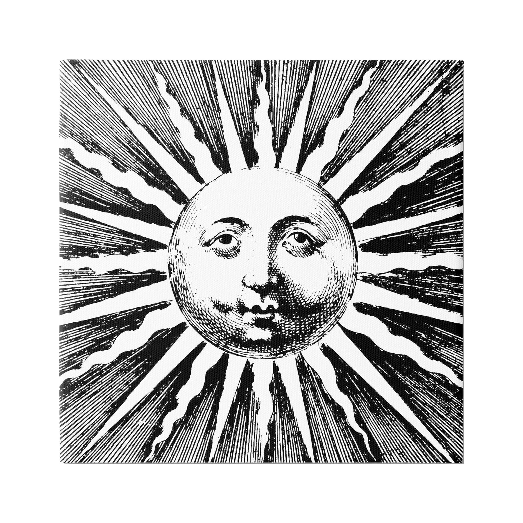 Stupell Industries Detailed Sun with Face Landscape Painting Gallery Wrapped Canvas Art Print Wall Art, 36 x 36