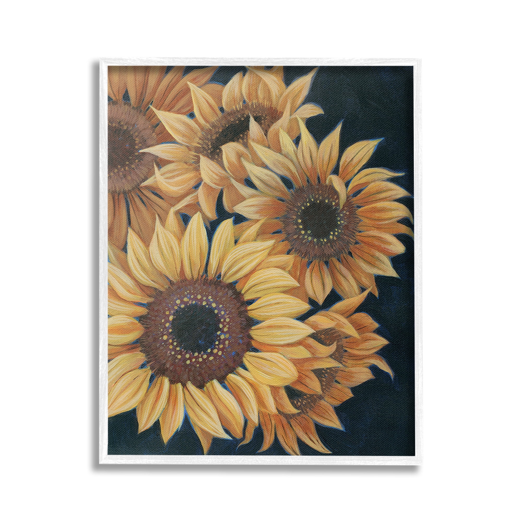 Stupell Industries Detailed Sunflower Blooms Botanical & Floral Painting White Framed Art Print Wall Art, 16 x 20