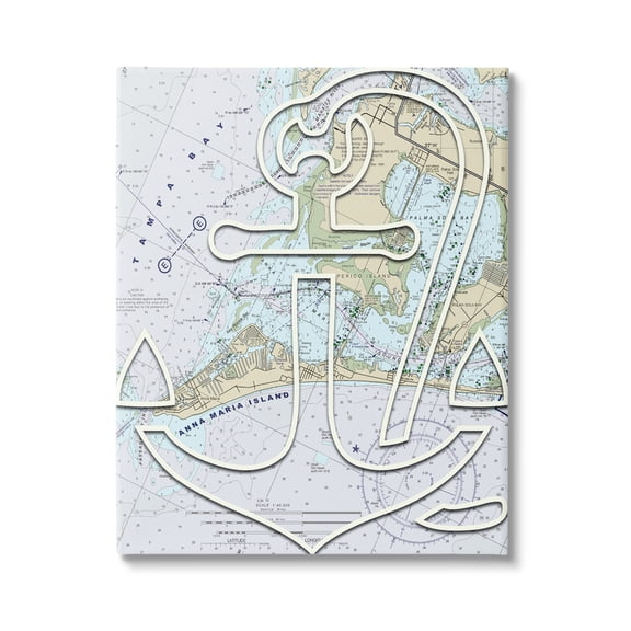 Stupell Industries Detailed Tampa Bay Florida Map Anchor Symbol , 16 x 20, Design by Lil' Rue
