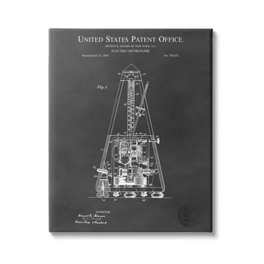 Stupell Industries Detailed Tech Electric Metronome Patent Blueprint Diagram Canvas Wall Art, 30 x 40, Design by Karl Hronek
