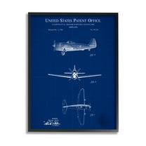 Stupell Industries Detailed US Airplane Blueprint Graphic Art Black Framed Art Print Wall Art, Design by Karl Hronek