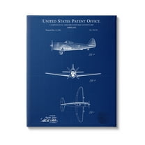 Stupell Industries Detailed US Airplane Blueprint Graphic Art Gallery Wrapped Canvas Print Wall Art, Design by Karl Hronek