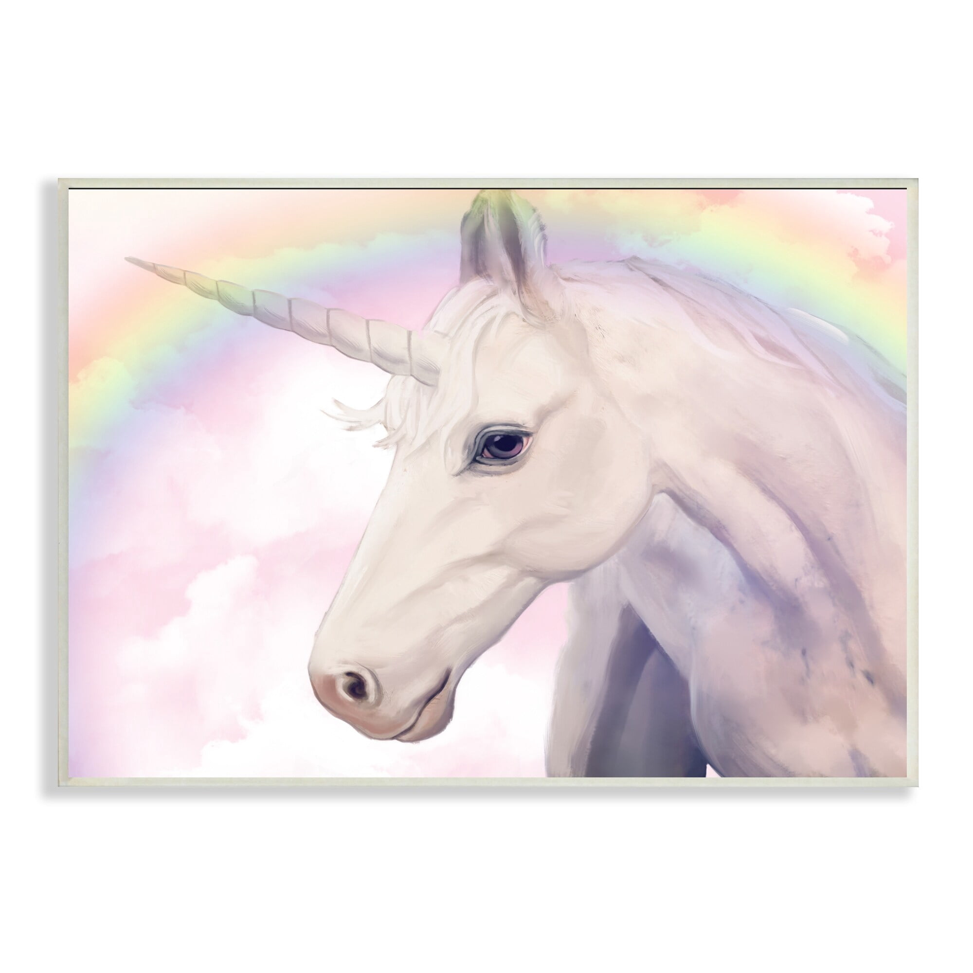 Stupell Industries Detailed Unicorn Horse Horn Shining Rainbow Clouds Graphic Art Unframed Art Print Wall Art, Design by Ziwei Li