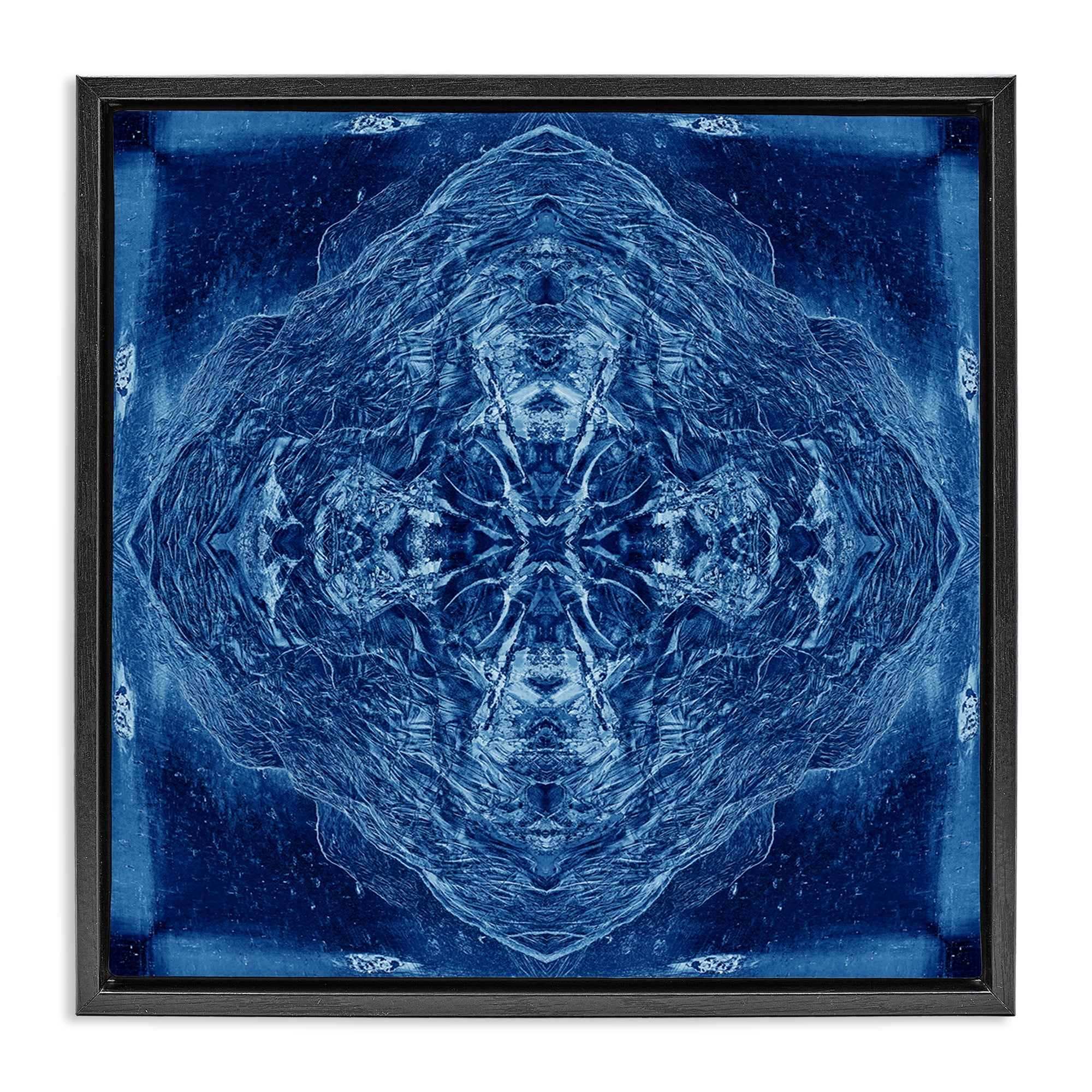 Stupell Industries Detailed Uniform Pattern Abstract Painting Black Floater Framed Canvas Art Print Wall Art, 18 x 18