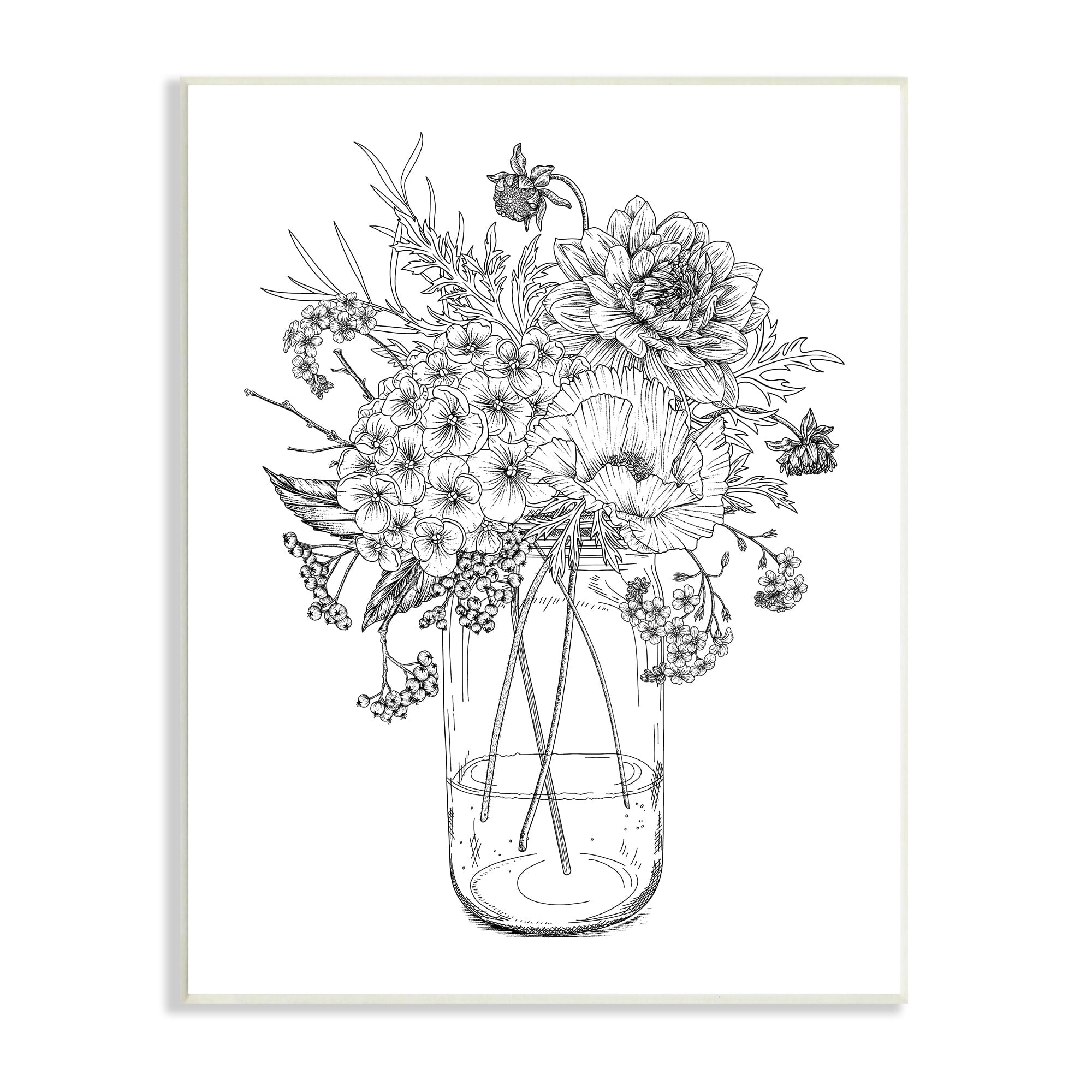 Stupell Industries Detailed Varied Flower Bouquet Blossoming Wildflower Blooms Graphic Art Unframed Art Print Wall Art, Design by Lettered and Lined