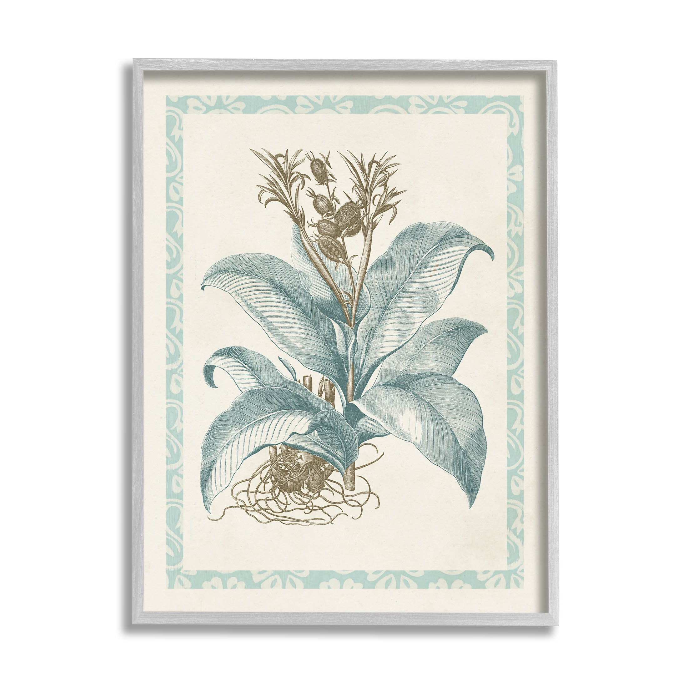 Stupell Industries Detailed Wild Herb Flower Graphic Art Gray Framed Art Print Wall Art, Design by Vision Studio