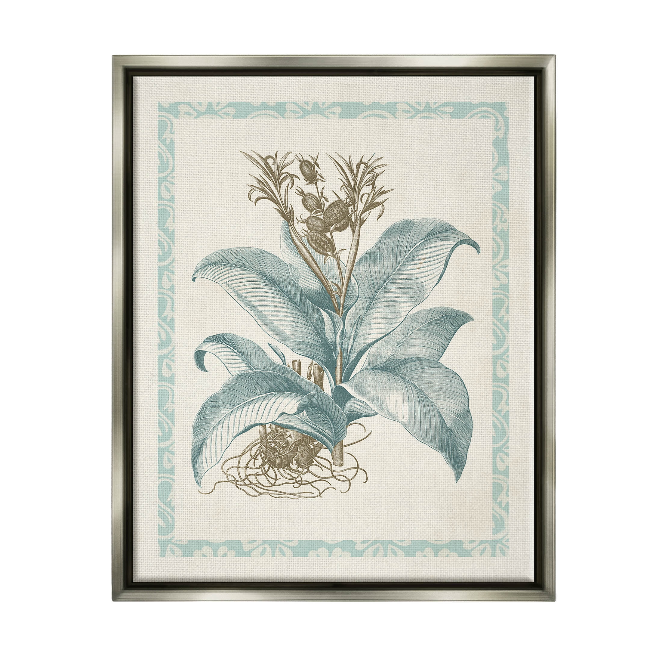 Stupell Industries Detailed Wild Herb Flower Graphic Art Luster Gray Floating Framed Canvas Print Wall Art, Design by Vision Studio