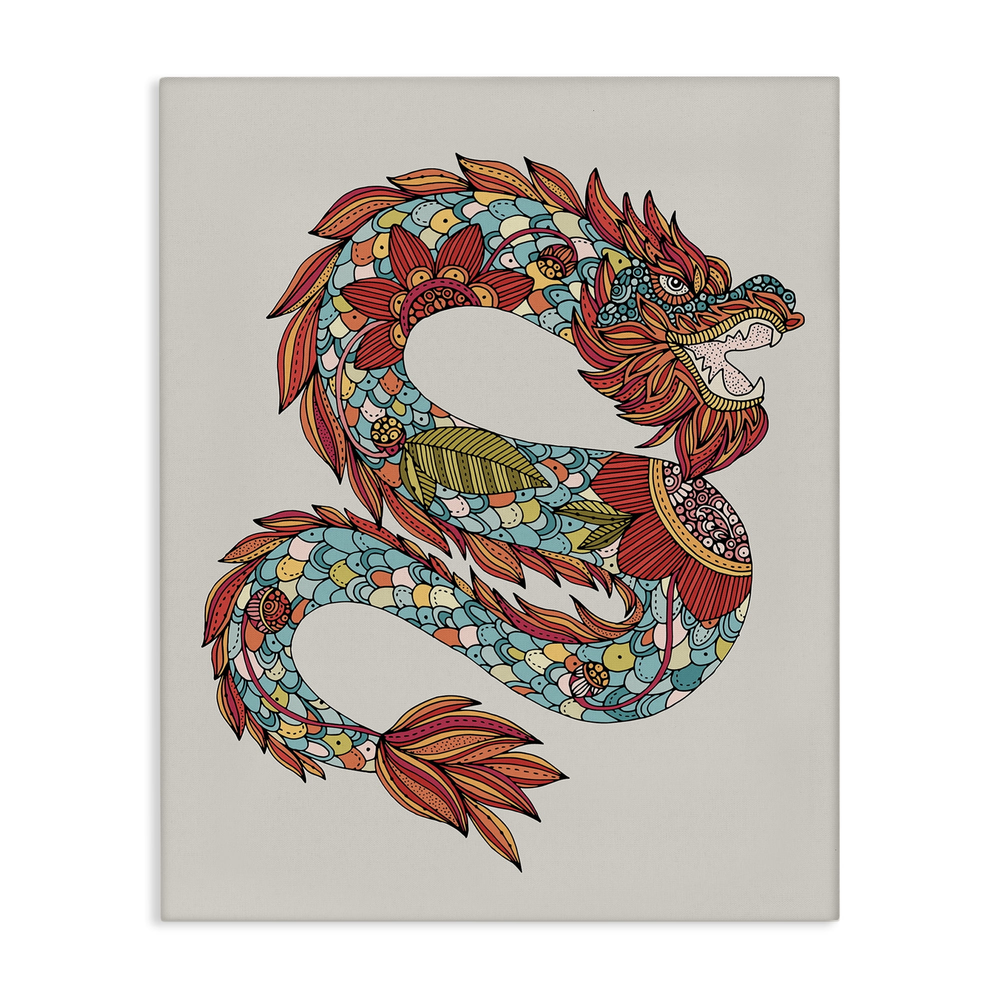 Stupell Industries Detailed Year of Dragon Fairy Tales & Fantasy Painting Gallery Wrapped Canvas Art Print Wall Art, 30 x 40