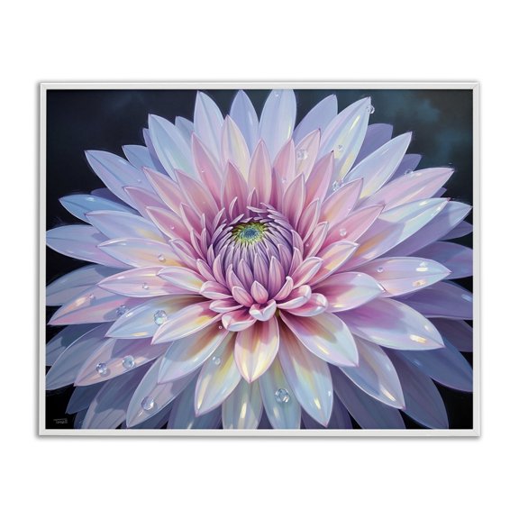 Stupell Industries Dew Kissed Pink Chrysanthemum White Framed Giclee Art design by Tabz Jones, 11 x 14