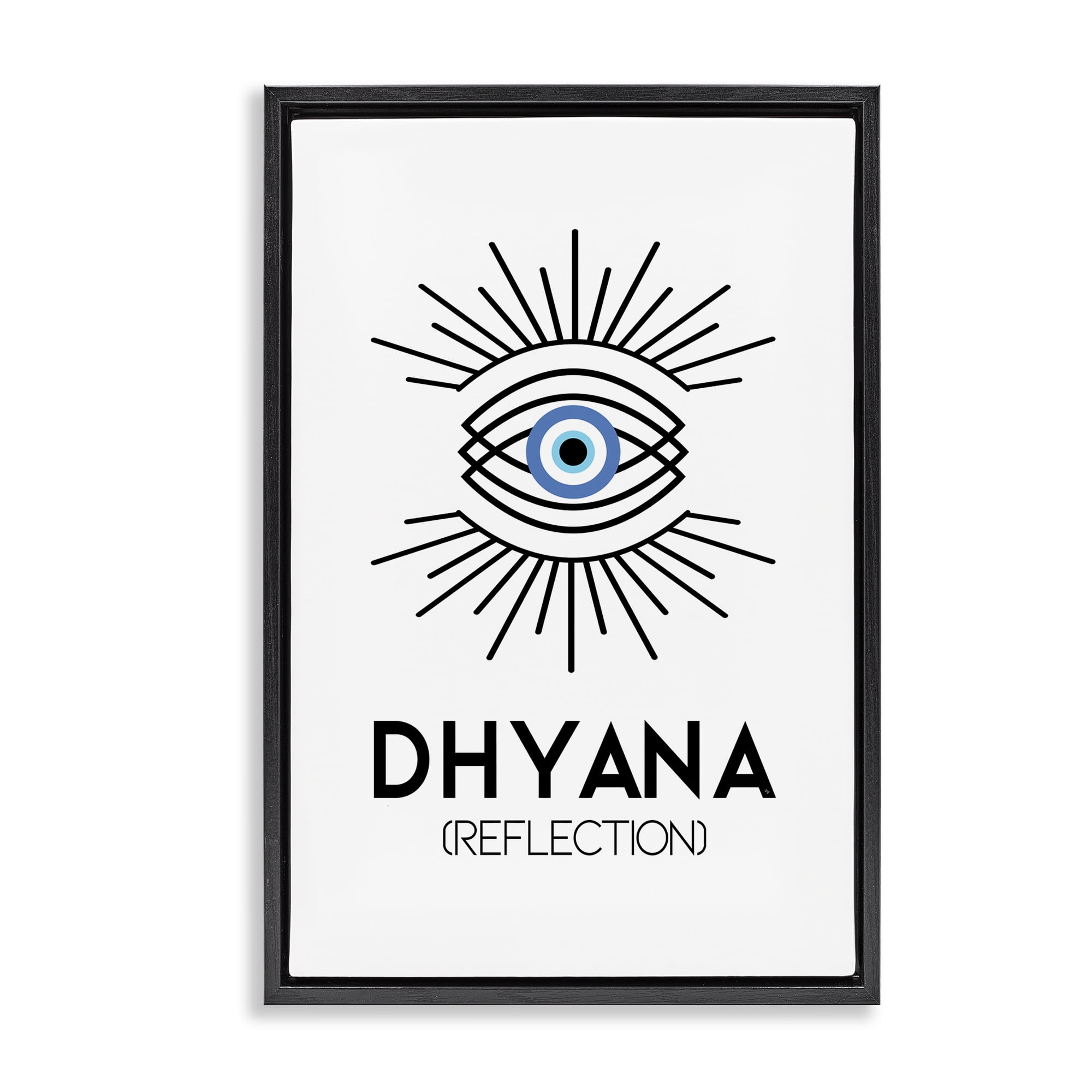 Stupell Industries Dhyana Reflection Eye Text & Numbers Painting Black Floater Framed Canvas Art Print Wall Art, 21 x 31