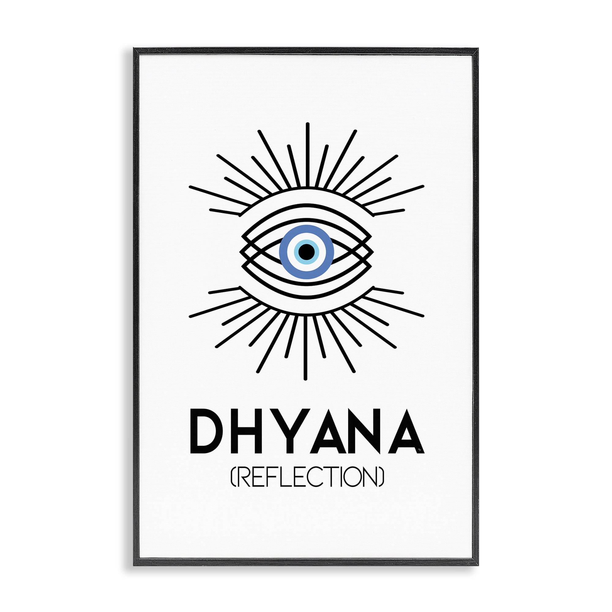Stupell Industries Dhyana Reflection Eye Text & Numbers Painting Black Framed Art Print Wall Art, 16 x 24