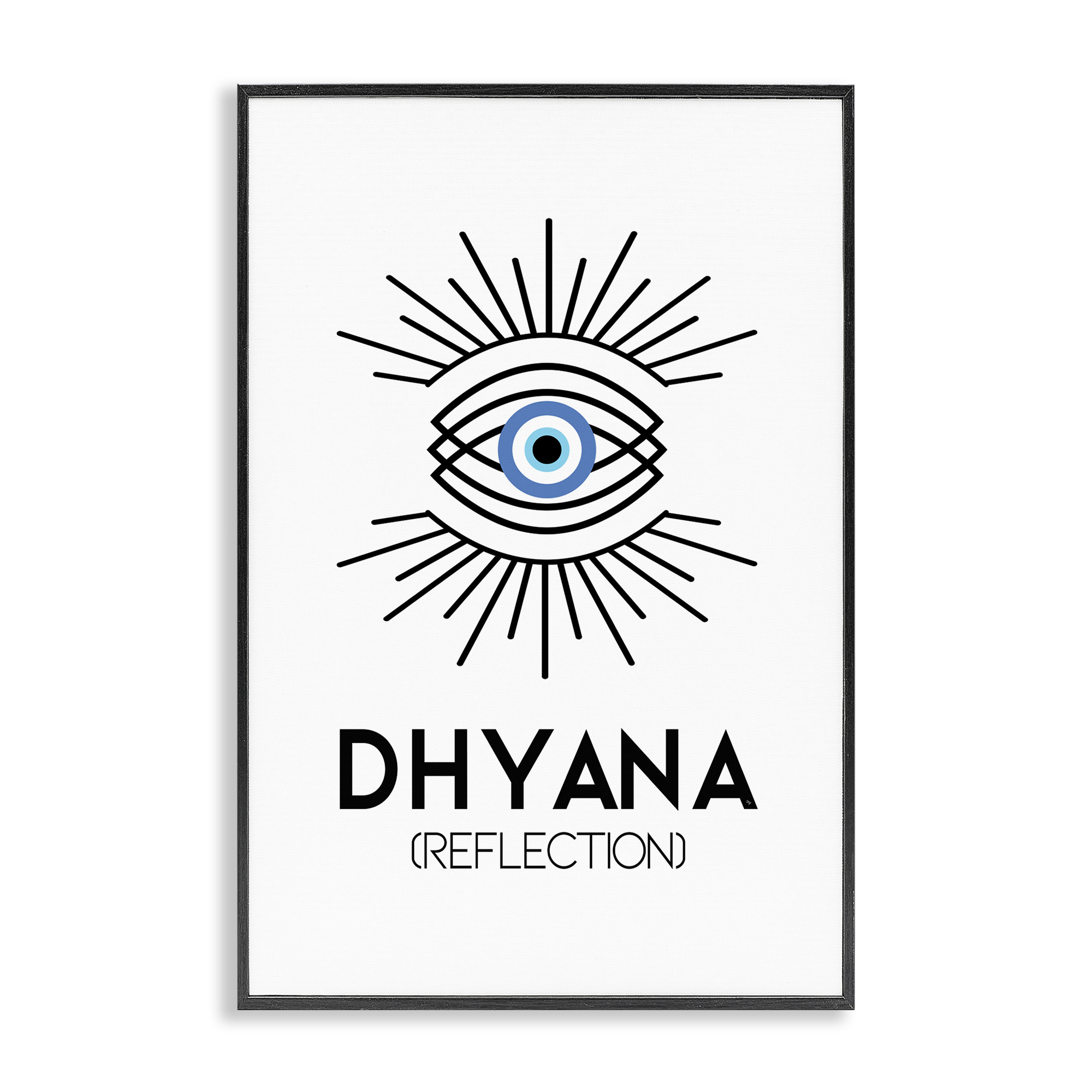 Stupell Industries Dhyana Reflection Eye Text & Numbers Painting Black Framed Art Print Wall Art, 20 x 30