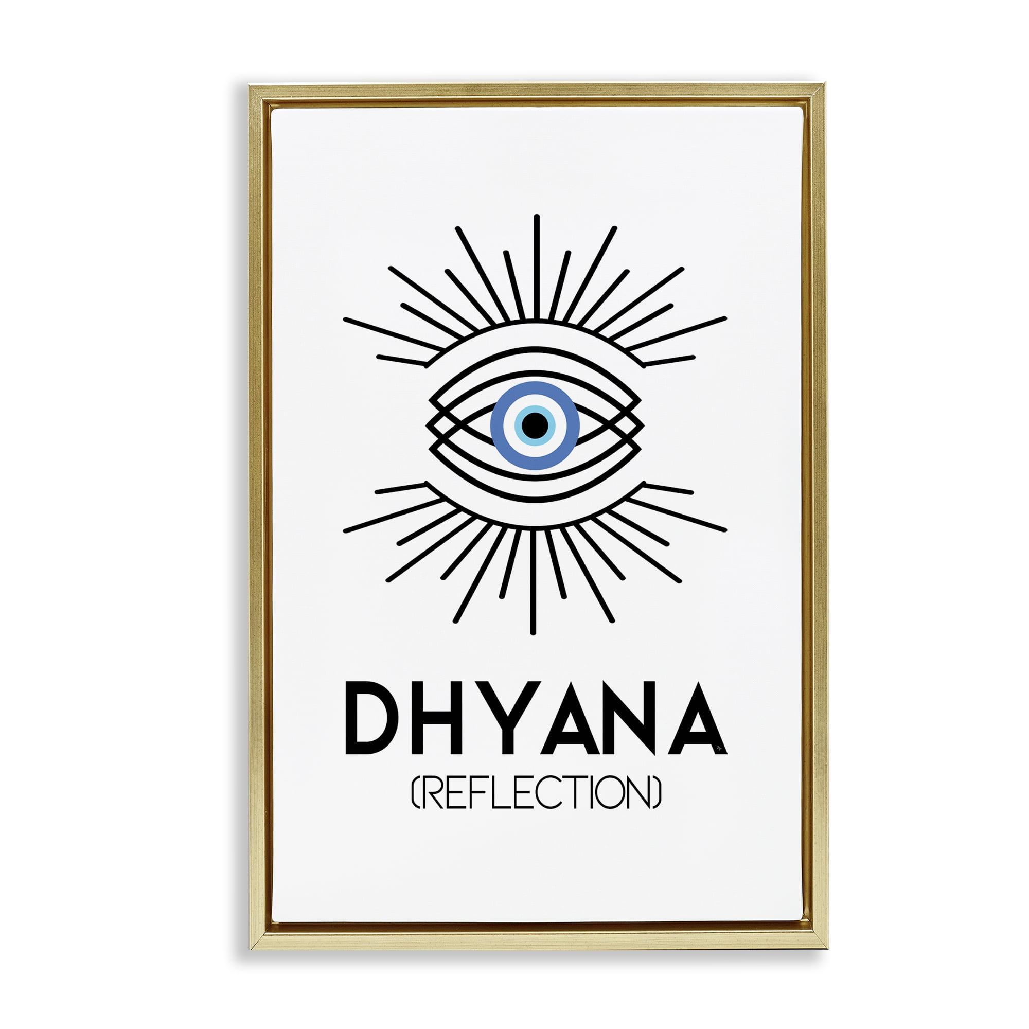 Stupell Industries Dhyana Reflection Eye Text & Numbers Painting Gold Floater Framed Canvas Art Print Wall Art, 17 x 25
