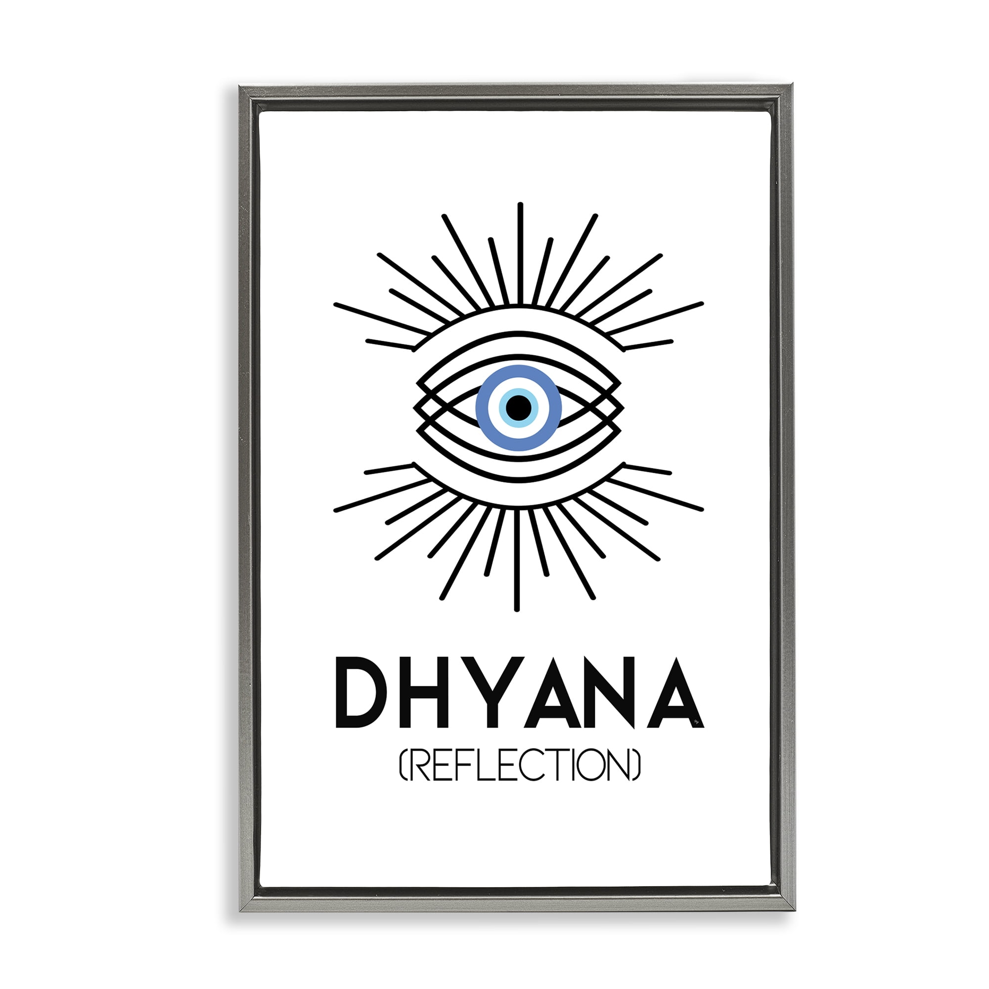 Stupell Industries Dhyana Reflection Eye Text & Numbers Painting Gray Floater Framed Canvas Art Print Wall Art, 17 x 25