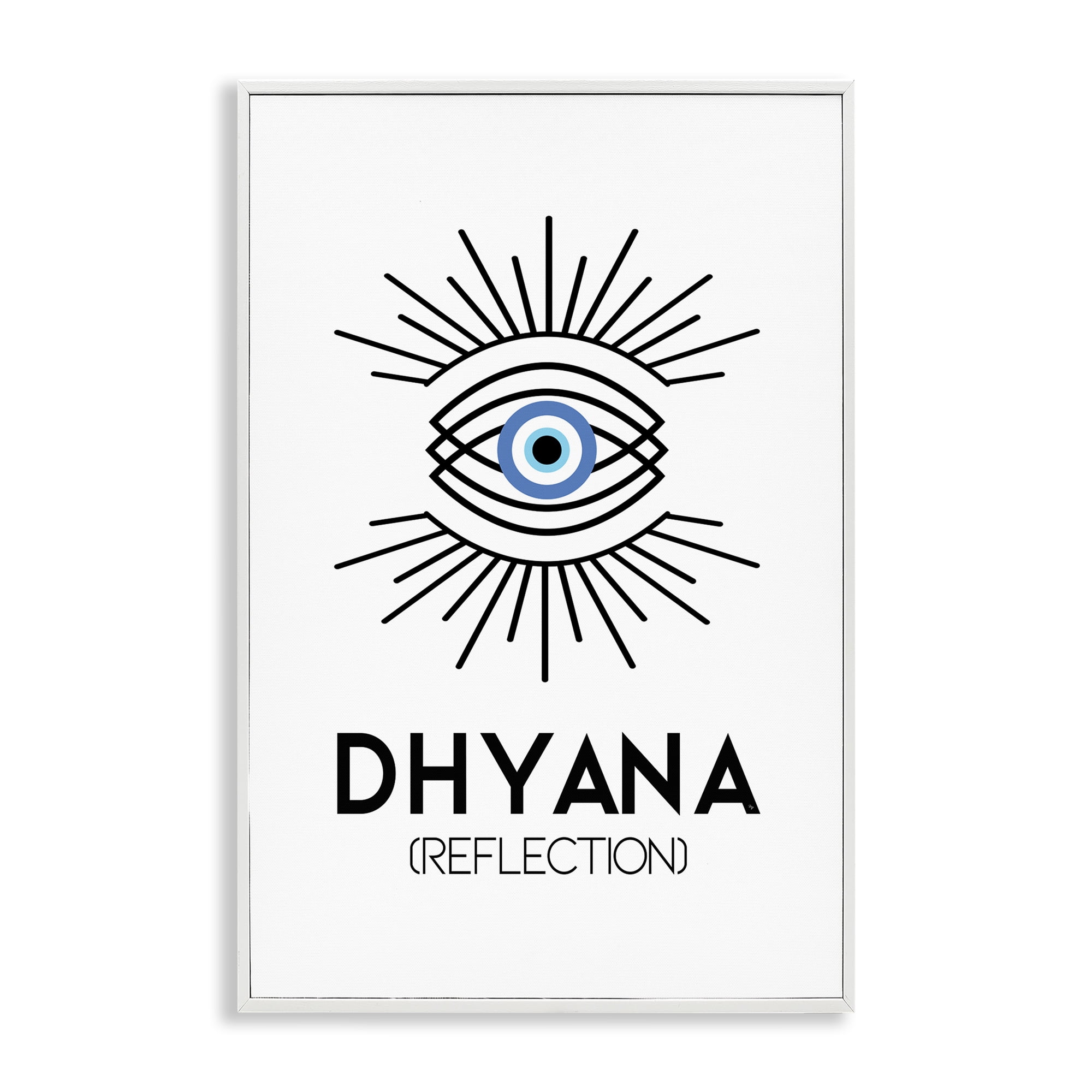 Stupell Industries Dhyana Reflection Eye Text & Numbers Painting White Framed Art Print Wall Art, 20 x 30