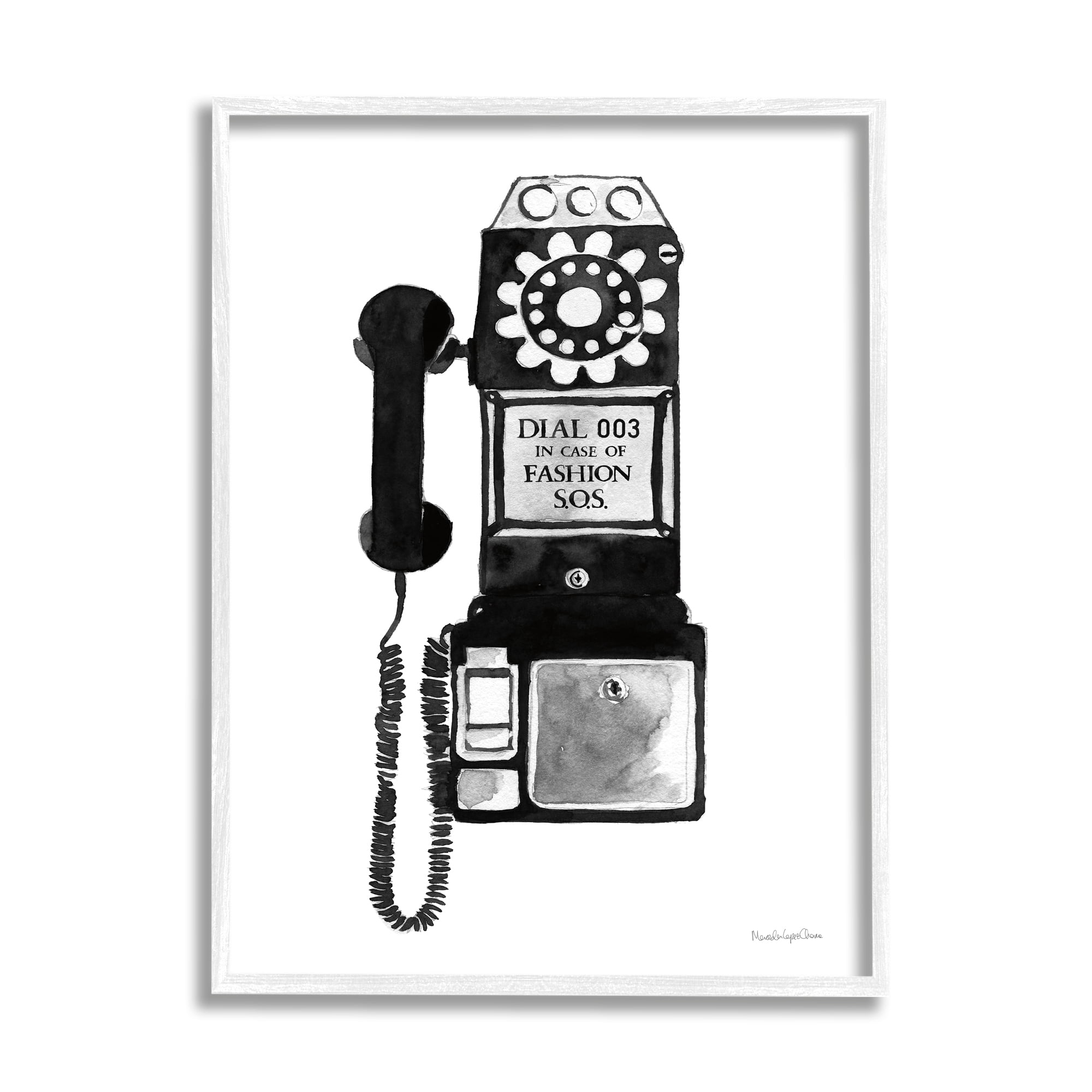 Stupell Industries Dial In Case of Fashion S.O.S. Vintage Telephone, 11 x 14, Design by Mercedes Lopez Charro