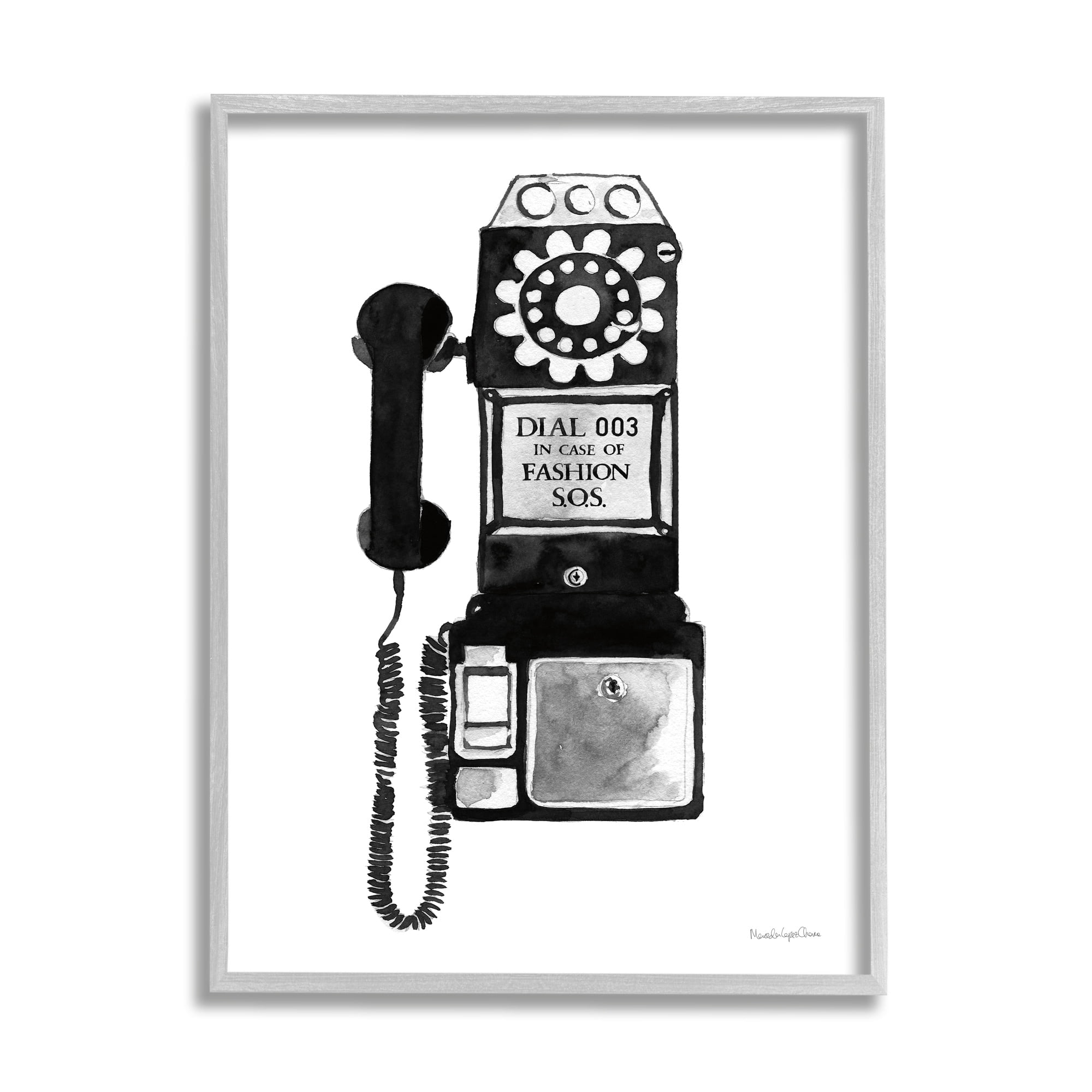 Stupell Industries Dial In Case of Fashion S.O.S. Vintage Telephone, 11 x 14, Design by Mercedes Lopez Charro