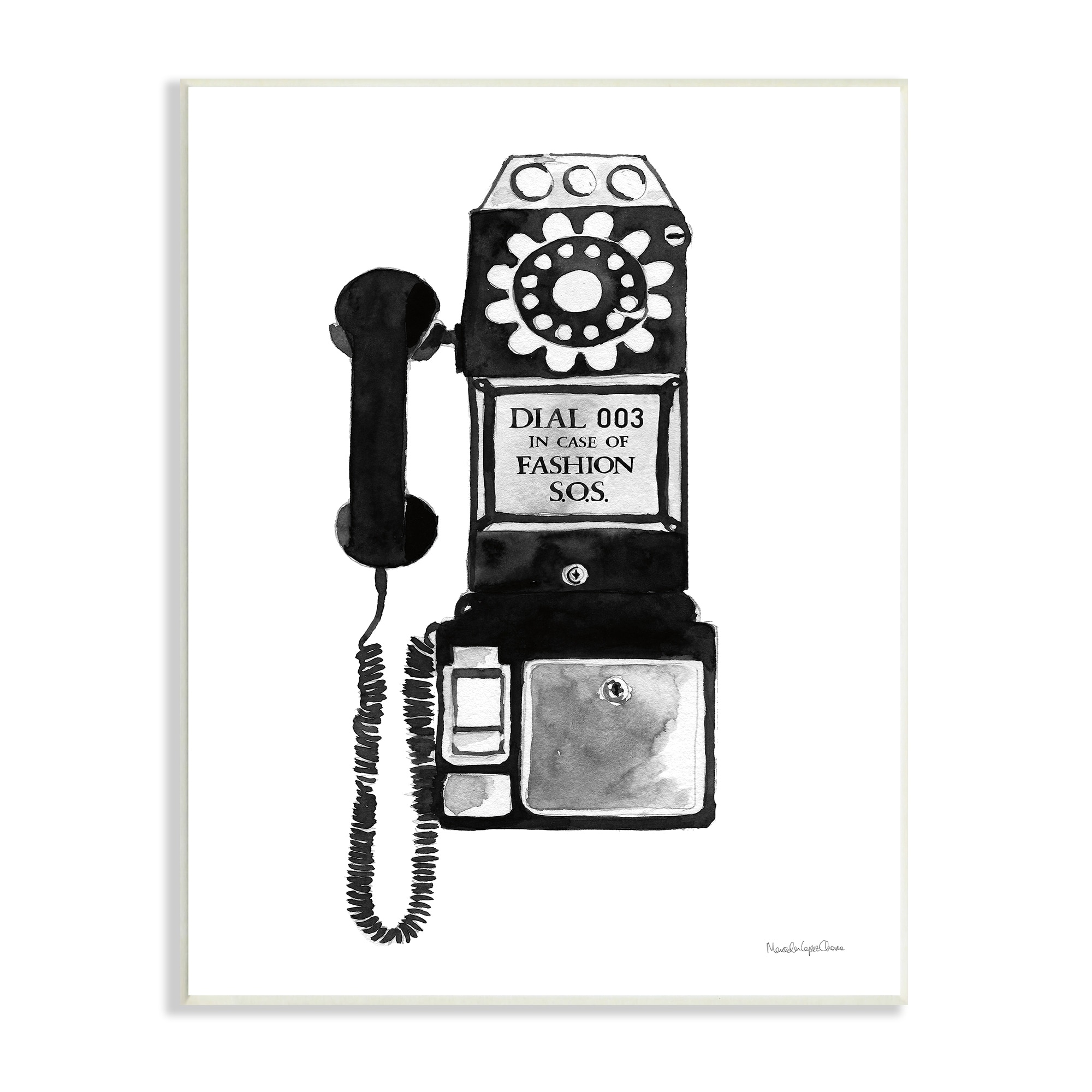 Stupell Industries Dial In Case of Fashion S.O.S. Vintage Telephone, 13 x 19, Design by Mercedes Lopez Charro